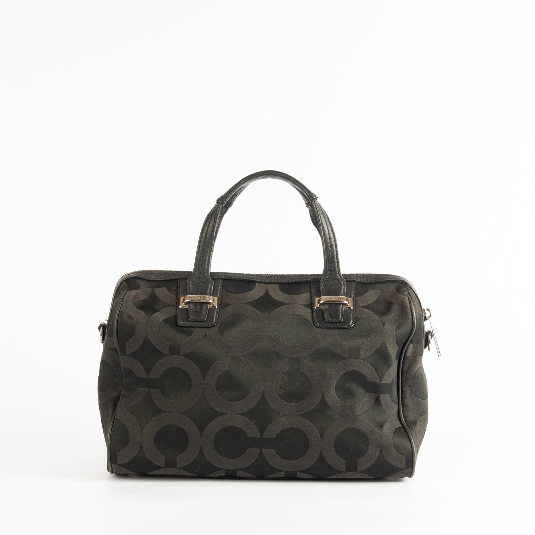 Coach Taylor Op Art Black Canvas Satchel