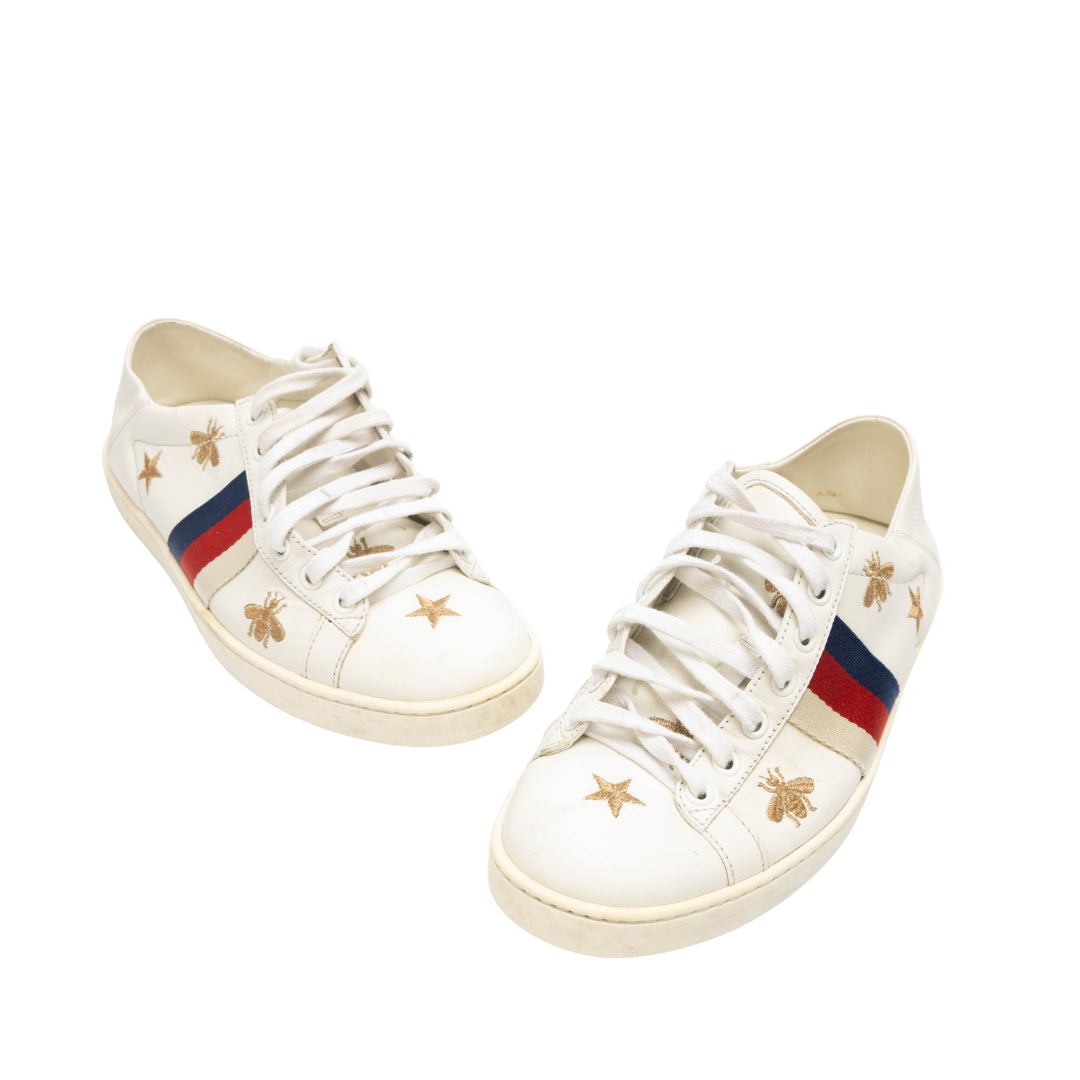Gucci White Leather Ace Sneakers