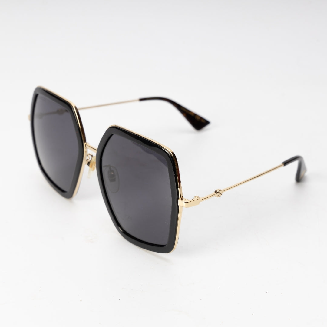 Gucci Gold Tone/ Grey Oversized Sunglasses