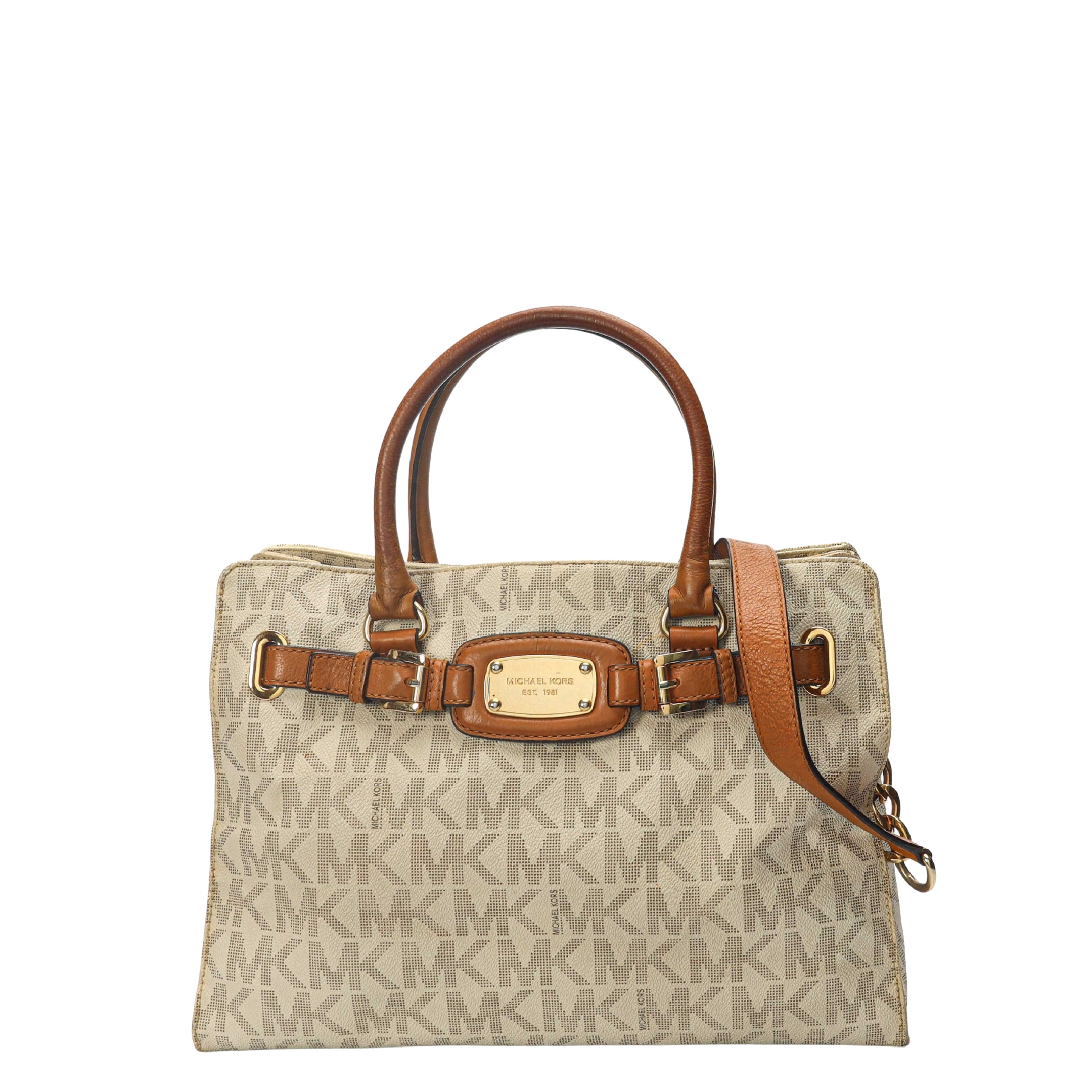 Michael Kors Logo Vanilla East West Hamilton Tote