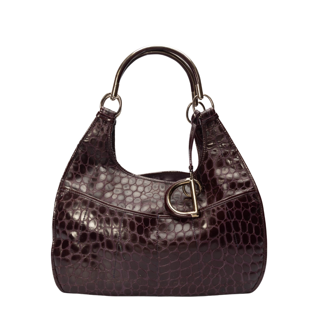 Dior Purple Croc Embossed Patent Leather 61 Tote