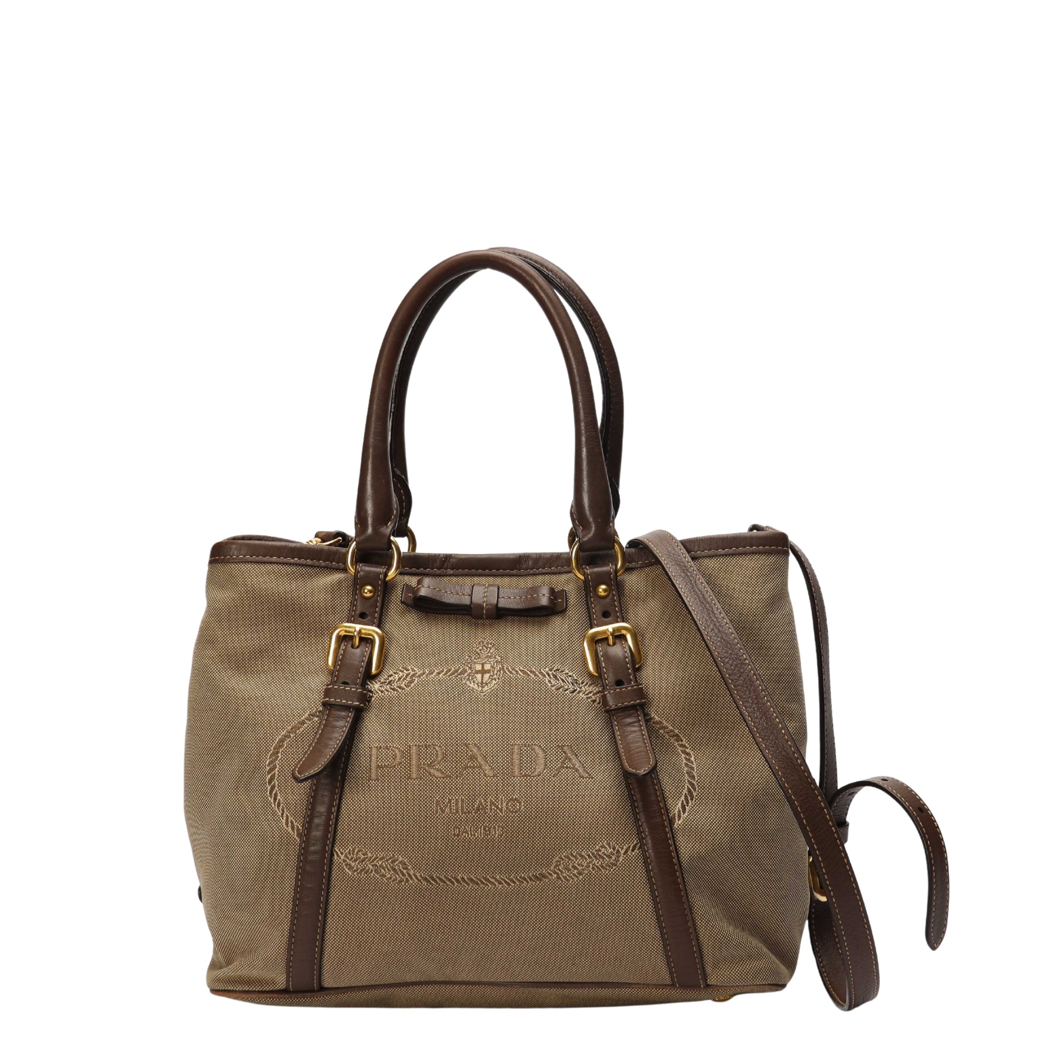Prada Logo Jacquard Satchel