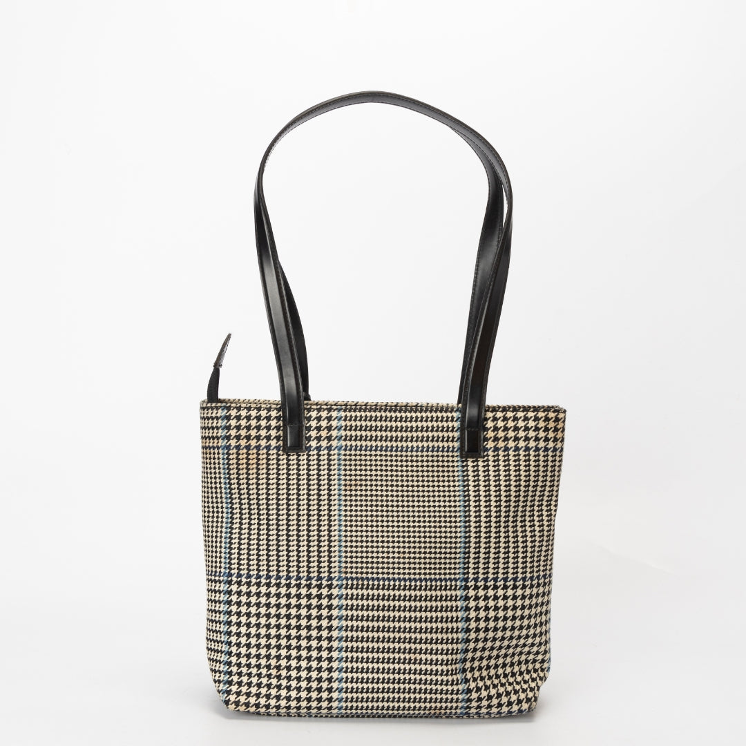 Ralph Lauren Houndstooth Print Canvas Shoulder Bag