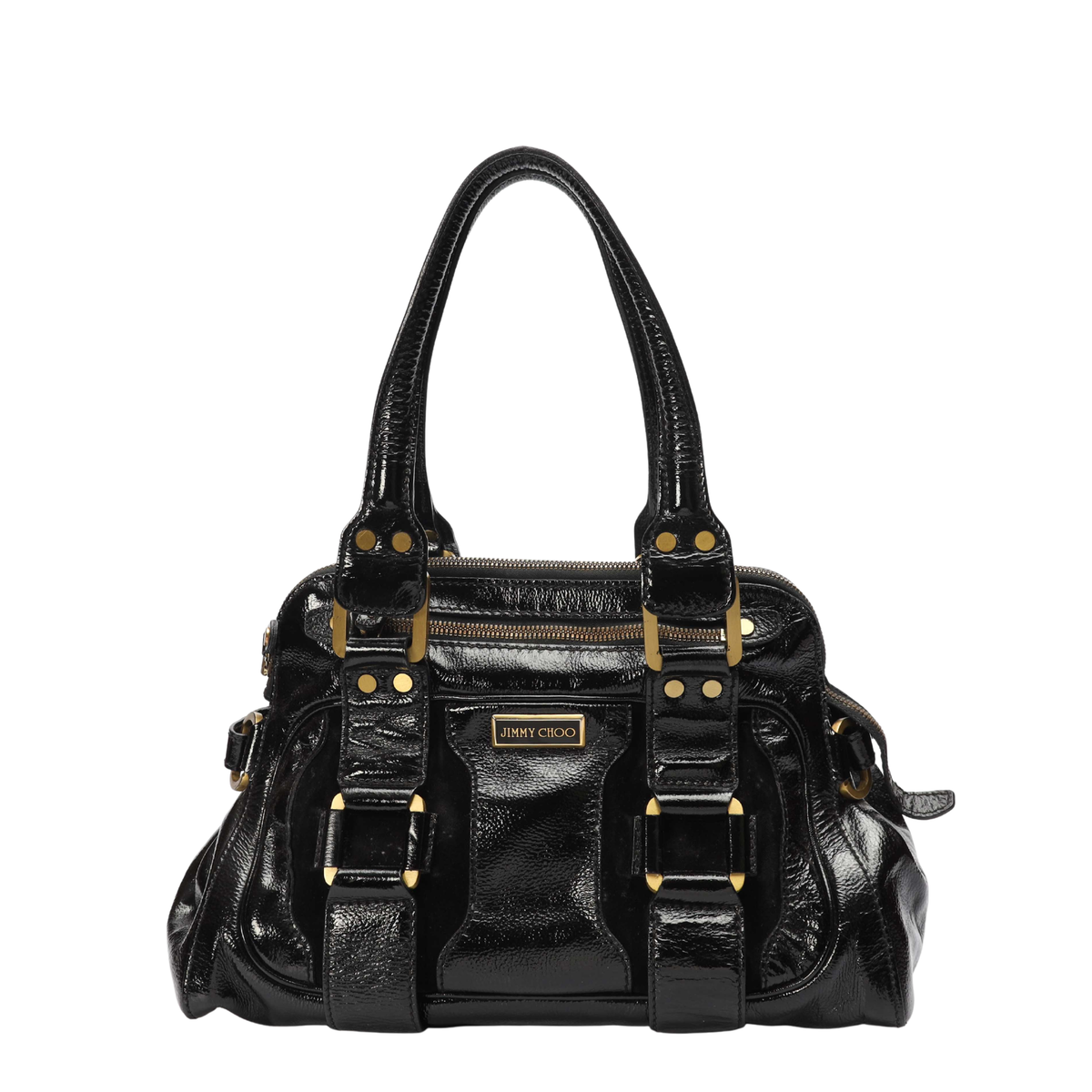 Jimmy Choo Malena Black Leather Satchel Handbag