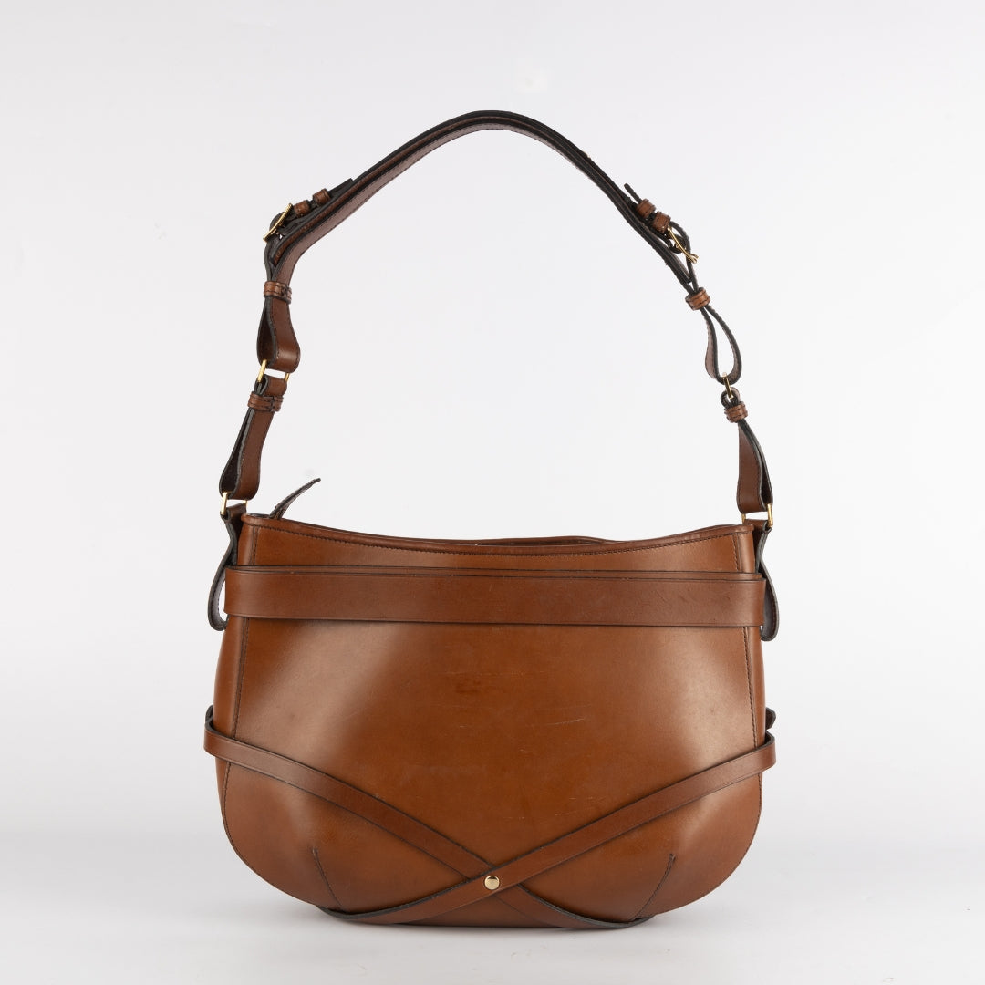 Burberry Brown Leather Small Bridle Dutton Hobo Bag