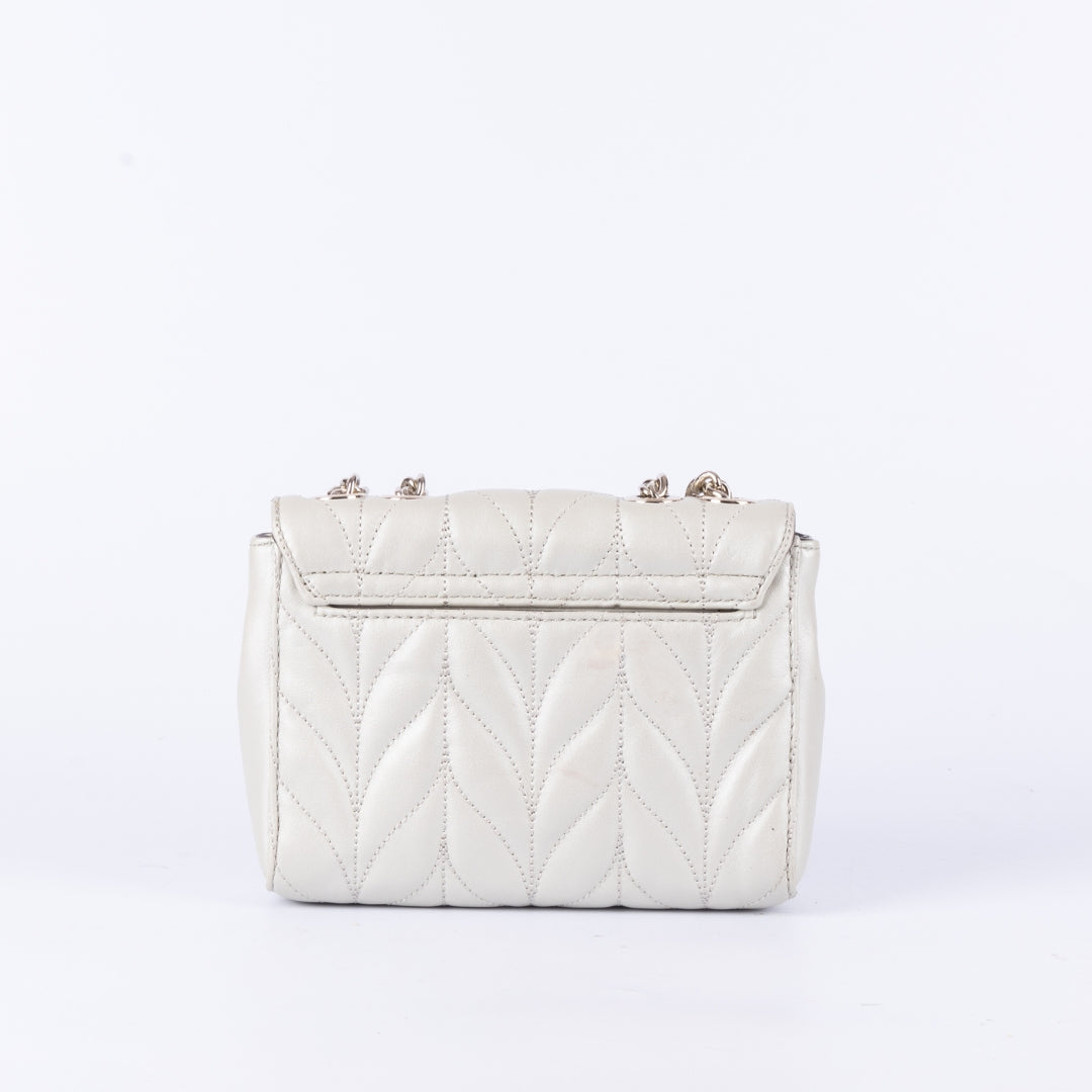 Kate Spade Silver Quilted Leather Evelyn Crossbody Bag