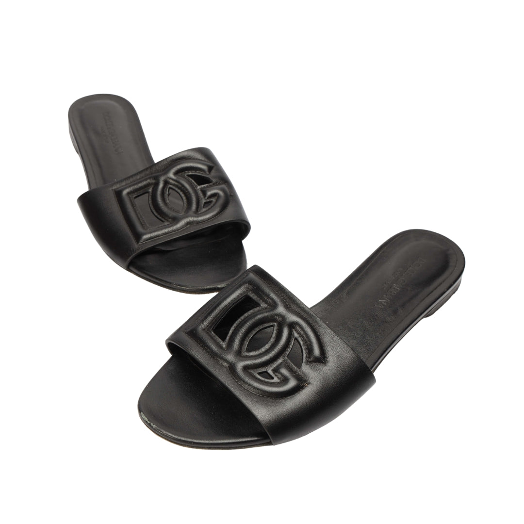 Dolce & Gabanna Bianca Black Logo Sliders