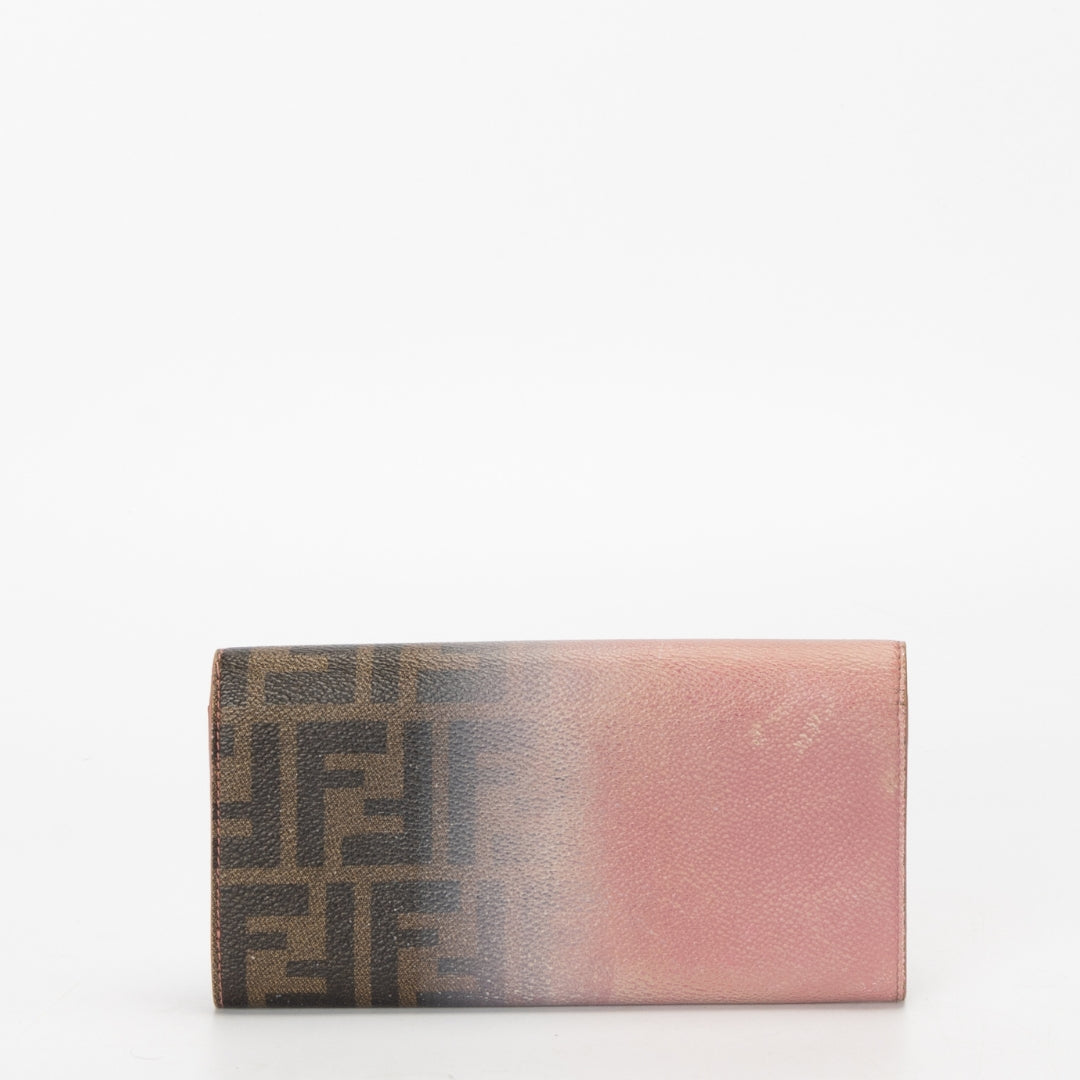 Fendi Pink Ombre Zucca Canvas Continental Wallet