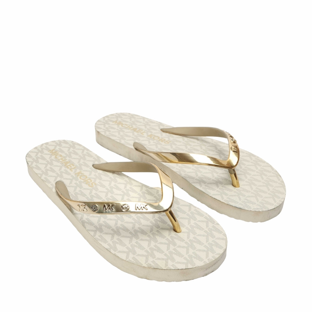 Michael Kors Lilo Logo Print Thong-Strap Flip-Flops