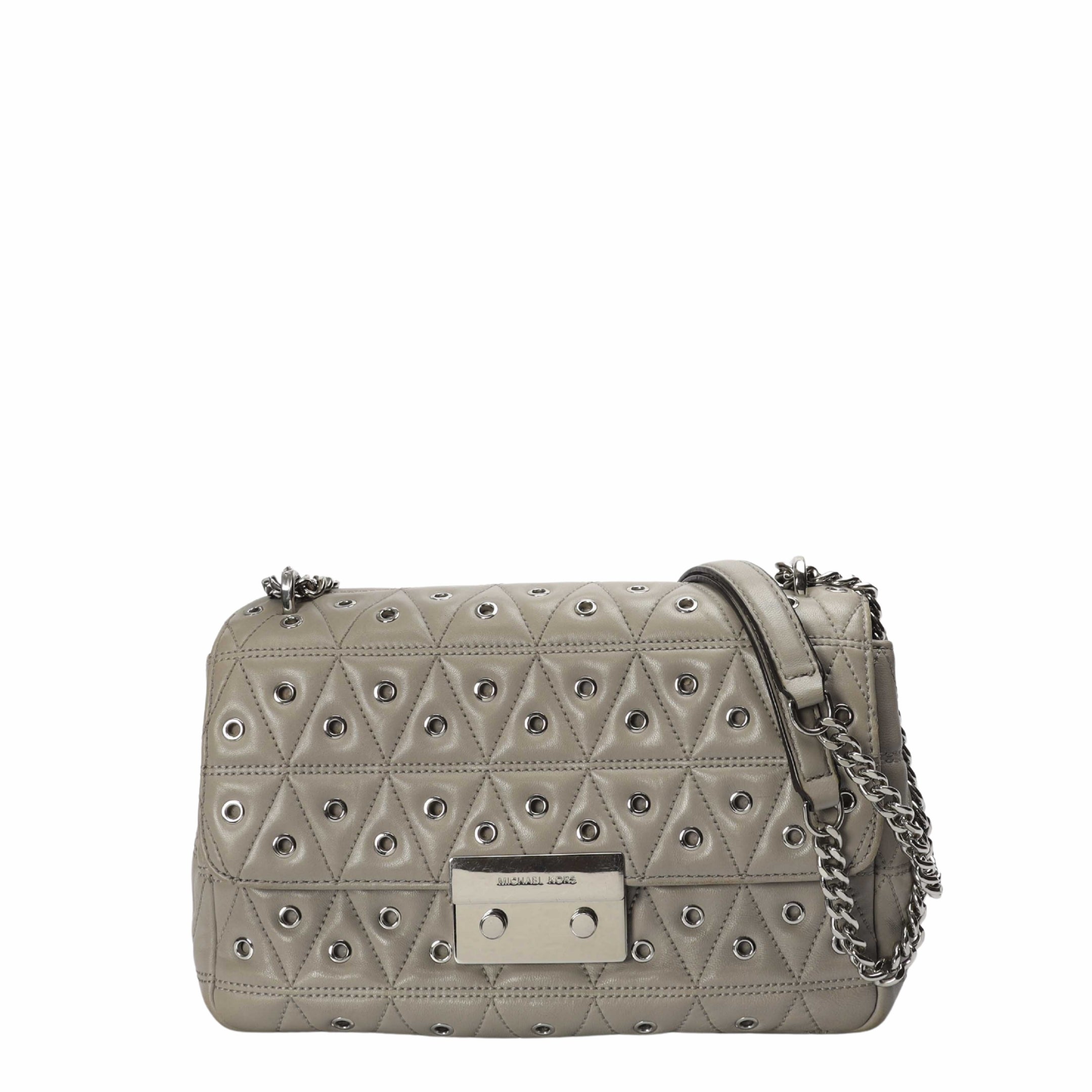 Micheal Kors Sloan Grey Quilted Rings Shoulder Bag