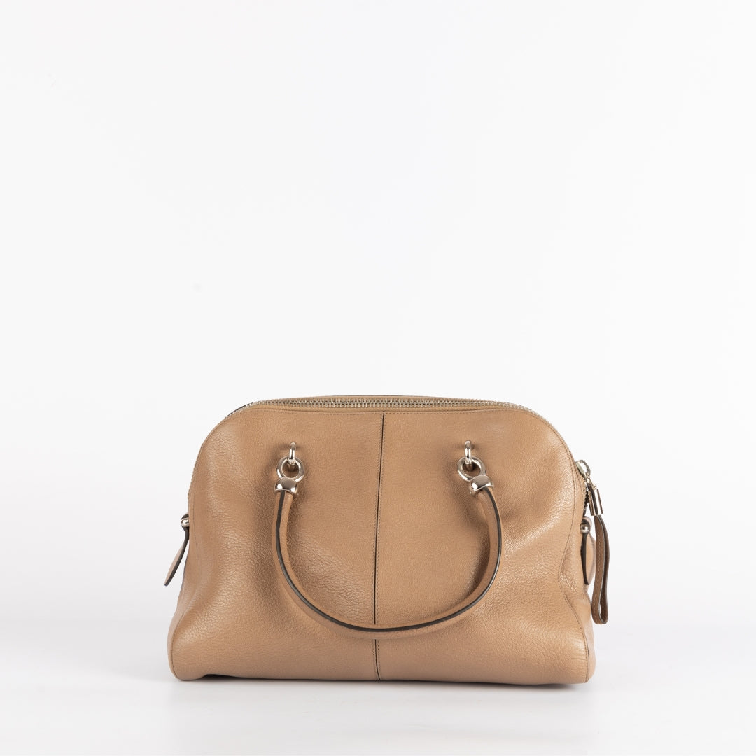 Tod's Dark Beige Leather Satchel