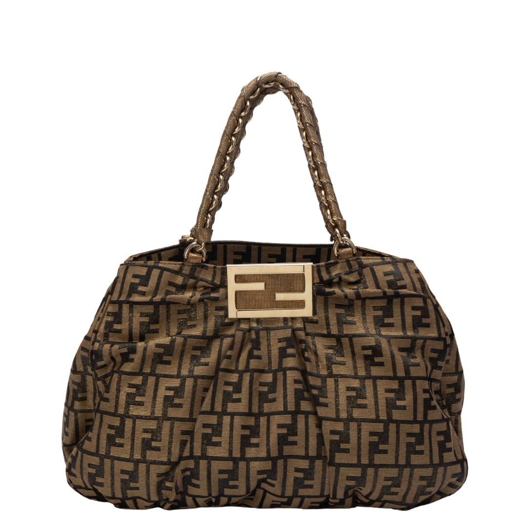 Fendi Tobacco Zucca Canvas Mia Shoulder Bag