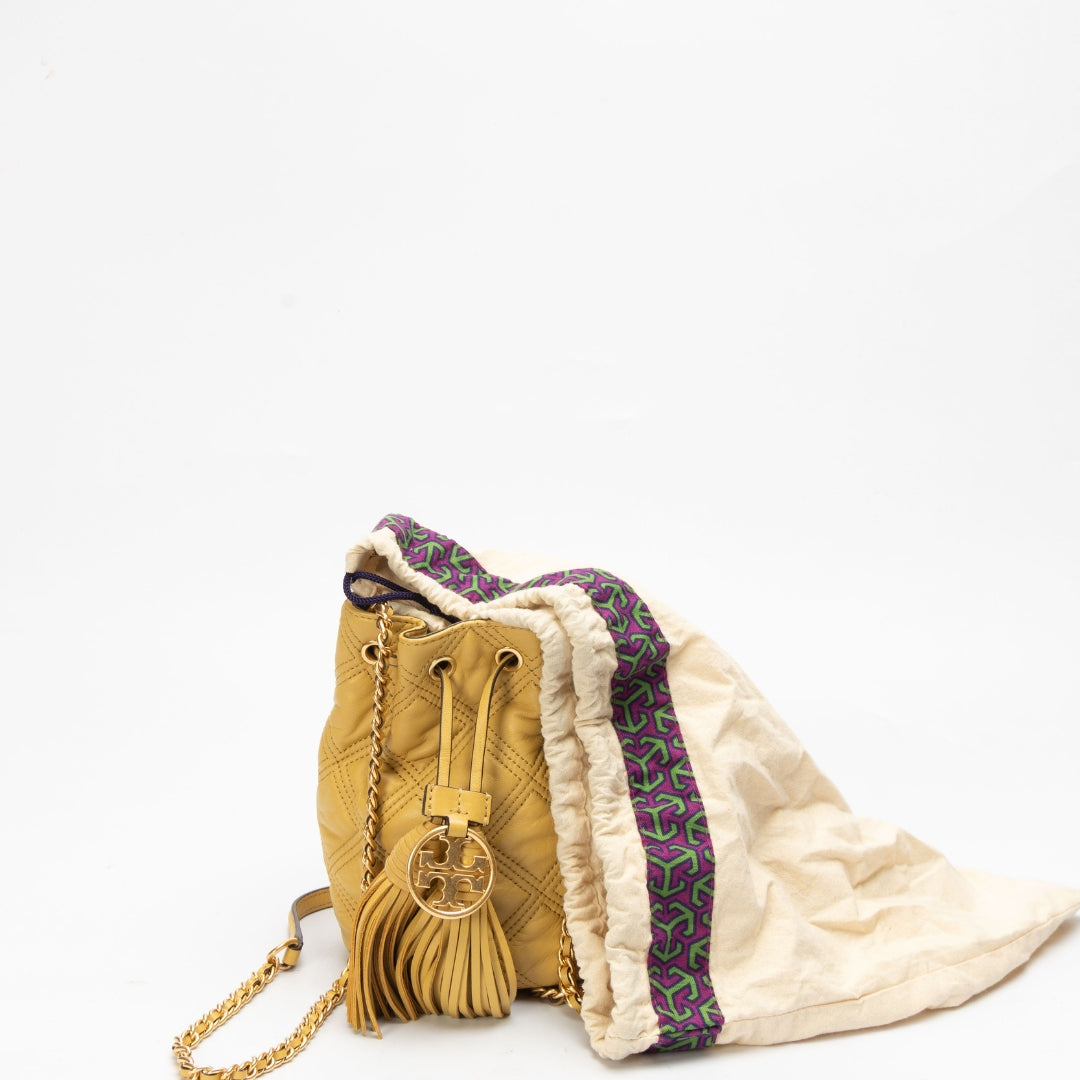 Tory Burch Yellow Fleming Soft Bucket Bag