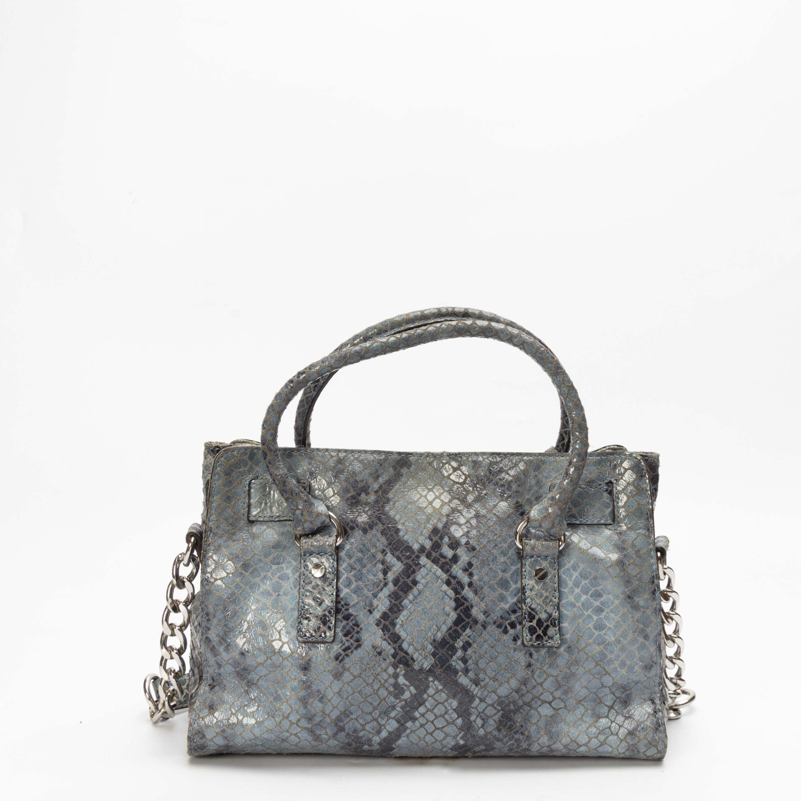 Michael Kors Blue Python Embossed Hamilton Satchel