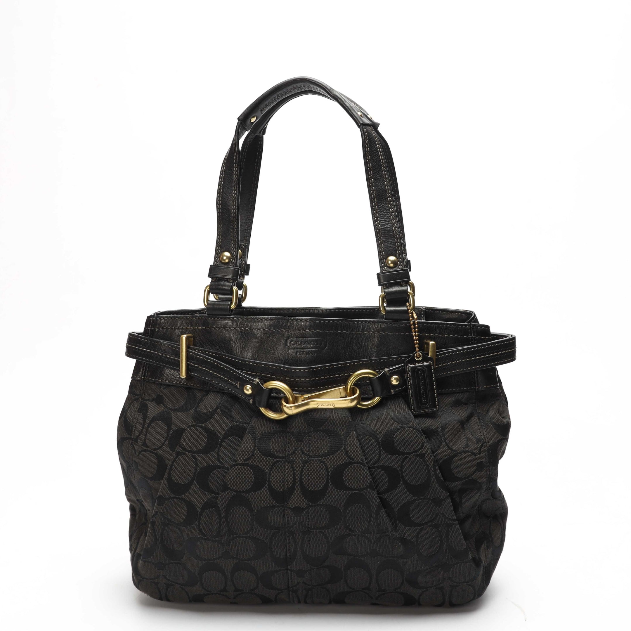 Coach Signature Carly Carryall Black Hobo Bag