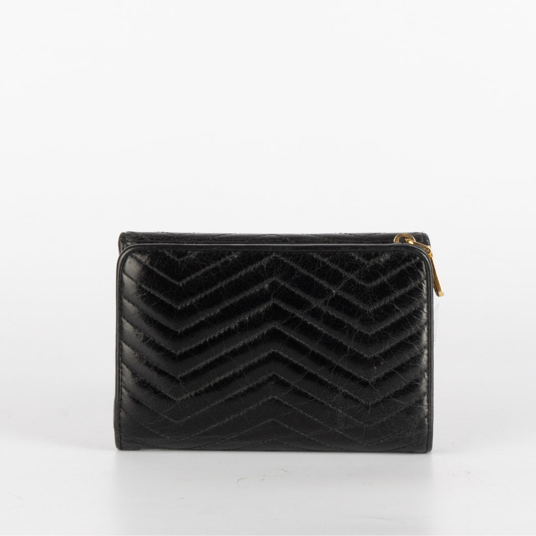 Miu Miu Black Glossy Leather Bow Flap Continental Wallet