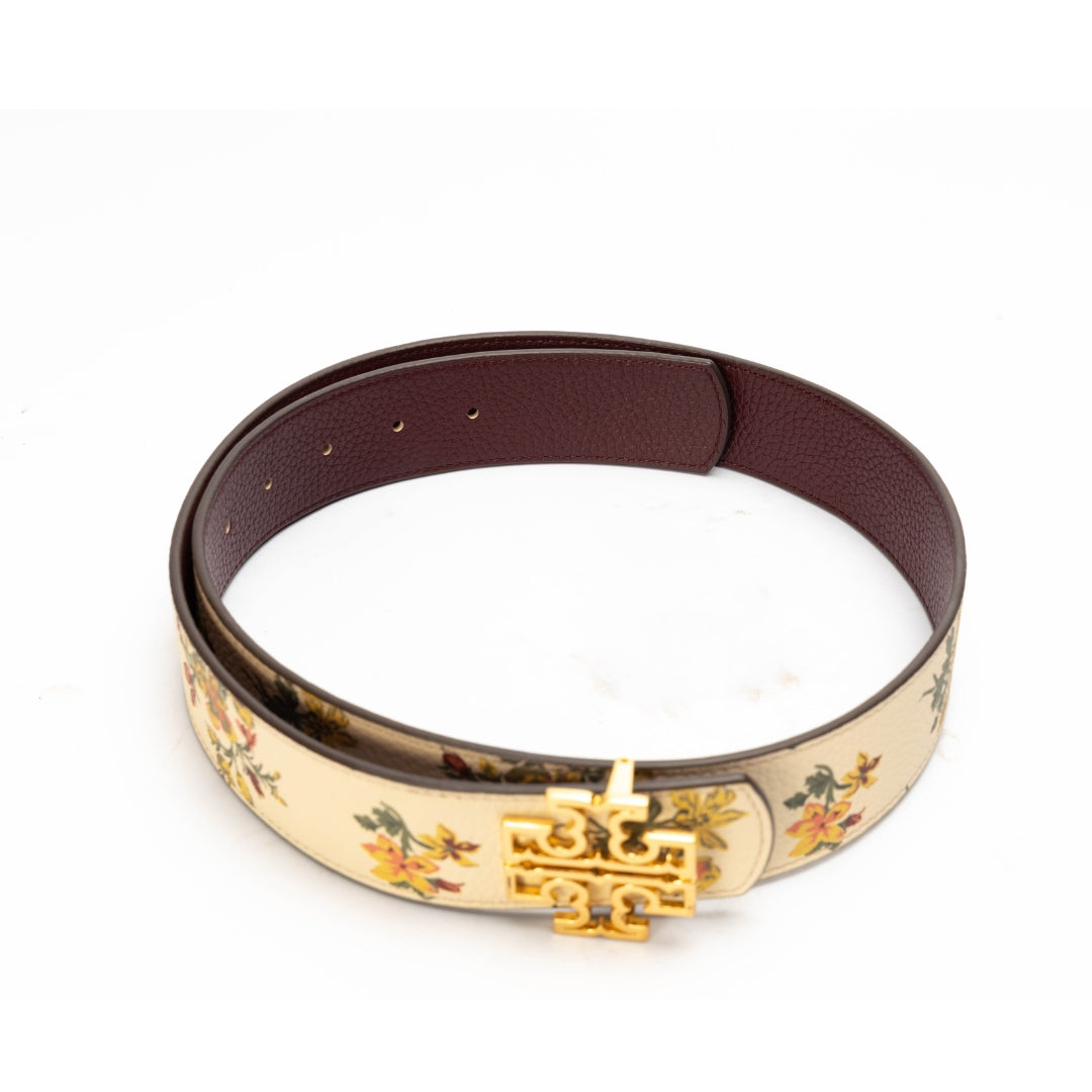Tory Burch Floral Canvas T Buckle Belt