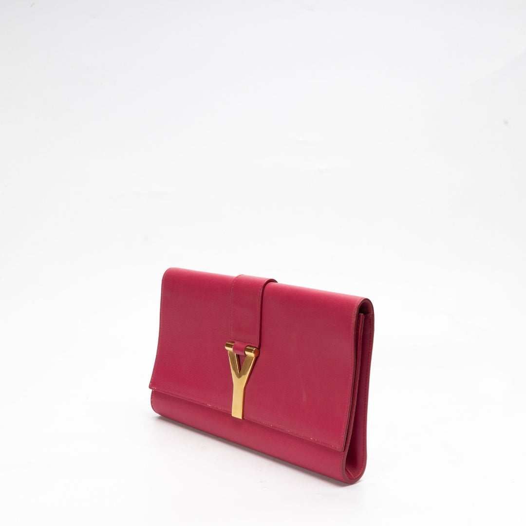 Saint Laurent Pink Leather Y-Ligne Clutch