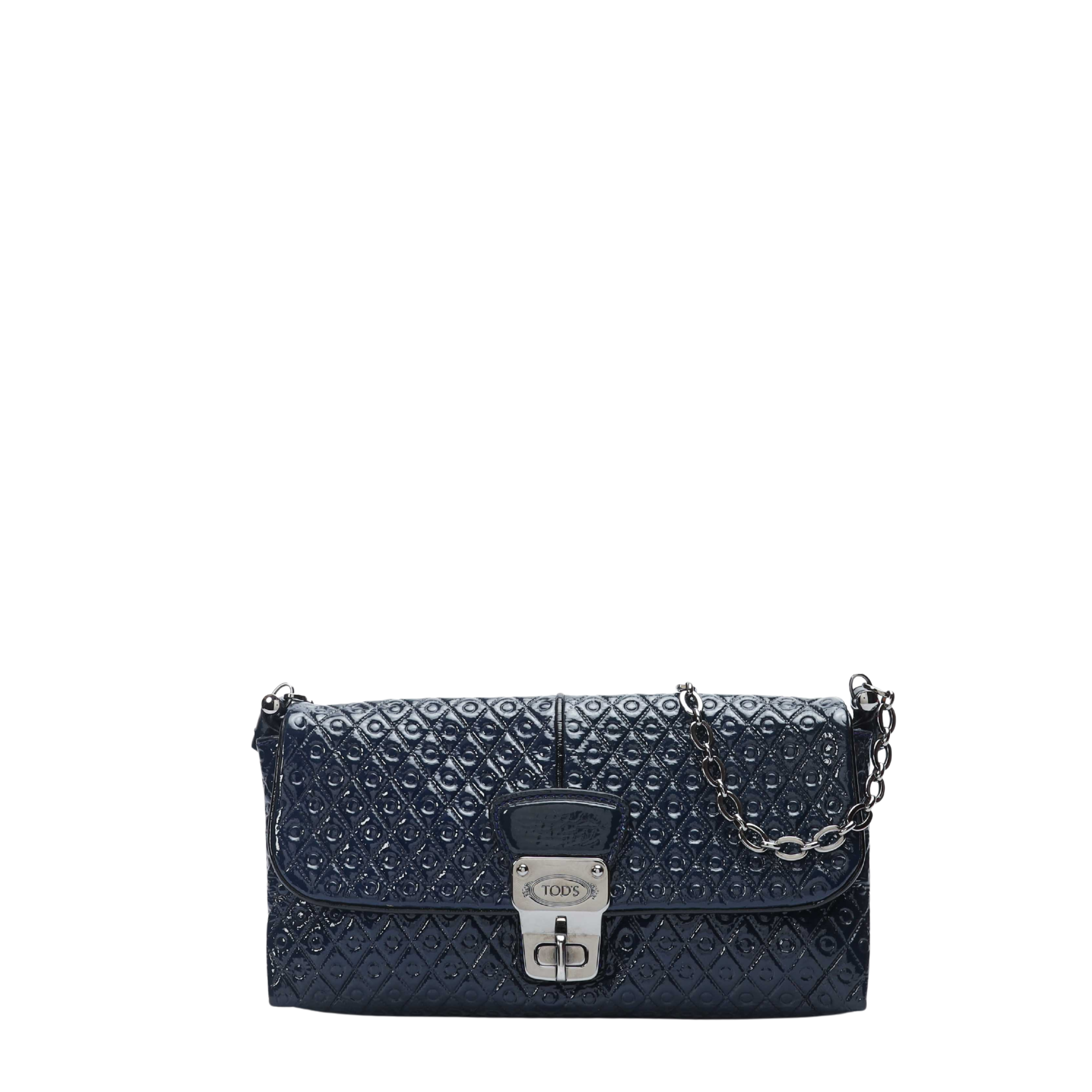 Tods Patent Signature Tracollina Mini Flap Shoulder Bag