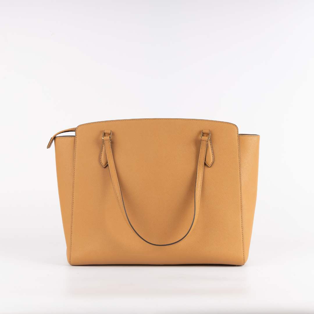 Tory Burch Tan Leather Emerson Top Zip Tote