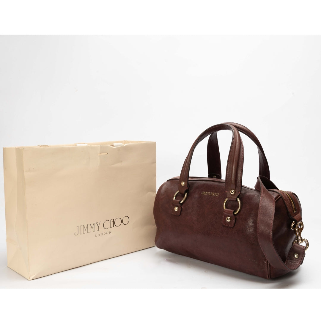 Jimmy Choo Brown Python Satchel