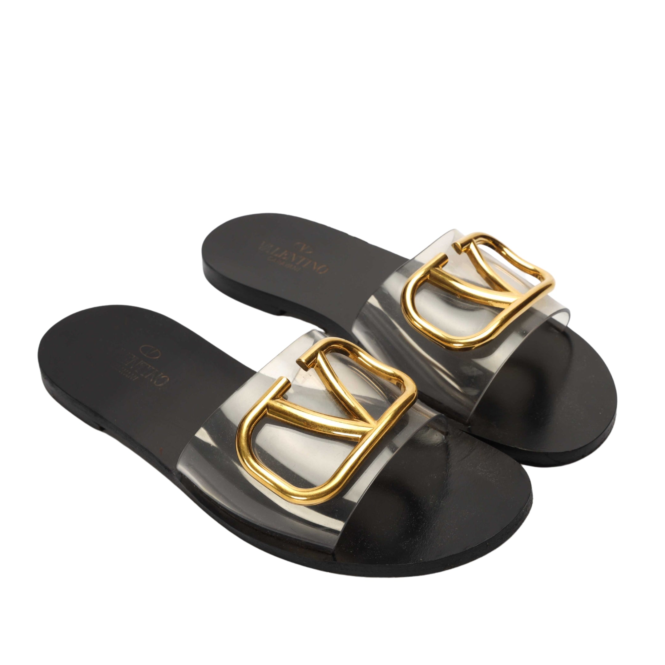 Valentino Transparent VLogo Signature Slide Sandals