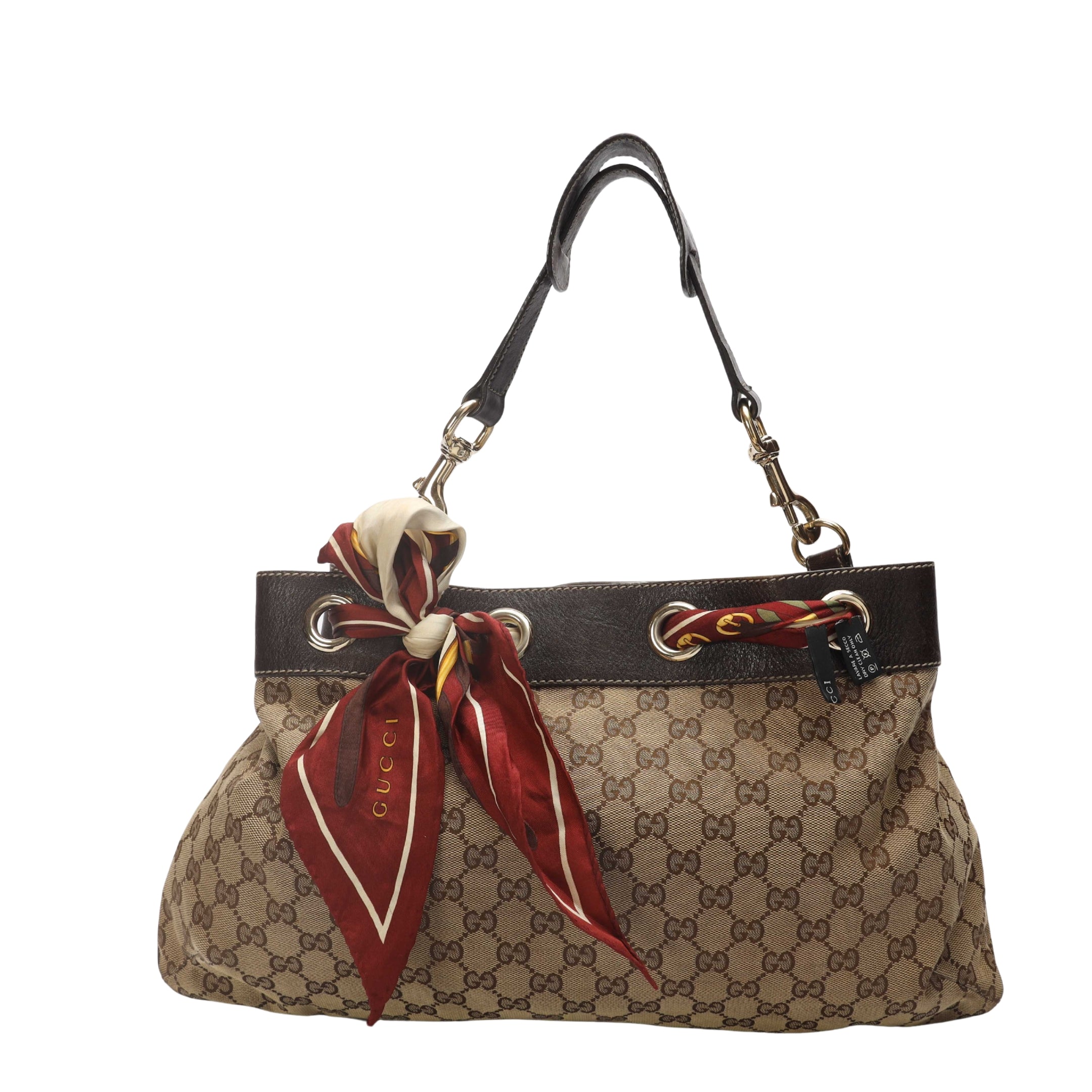 Gucci Positano Scarf Beige/Brown GG Canvas Tote