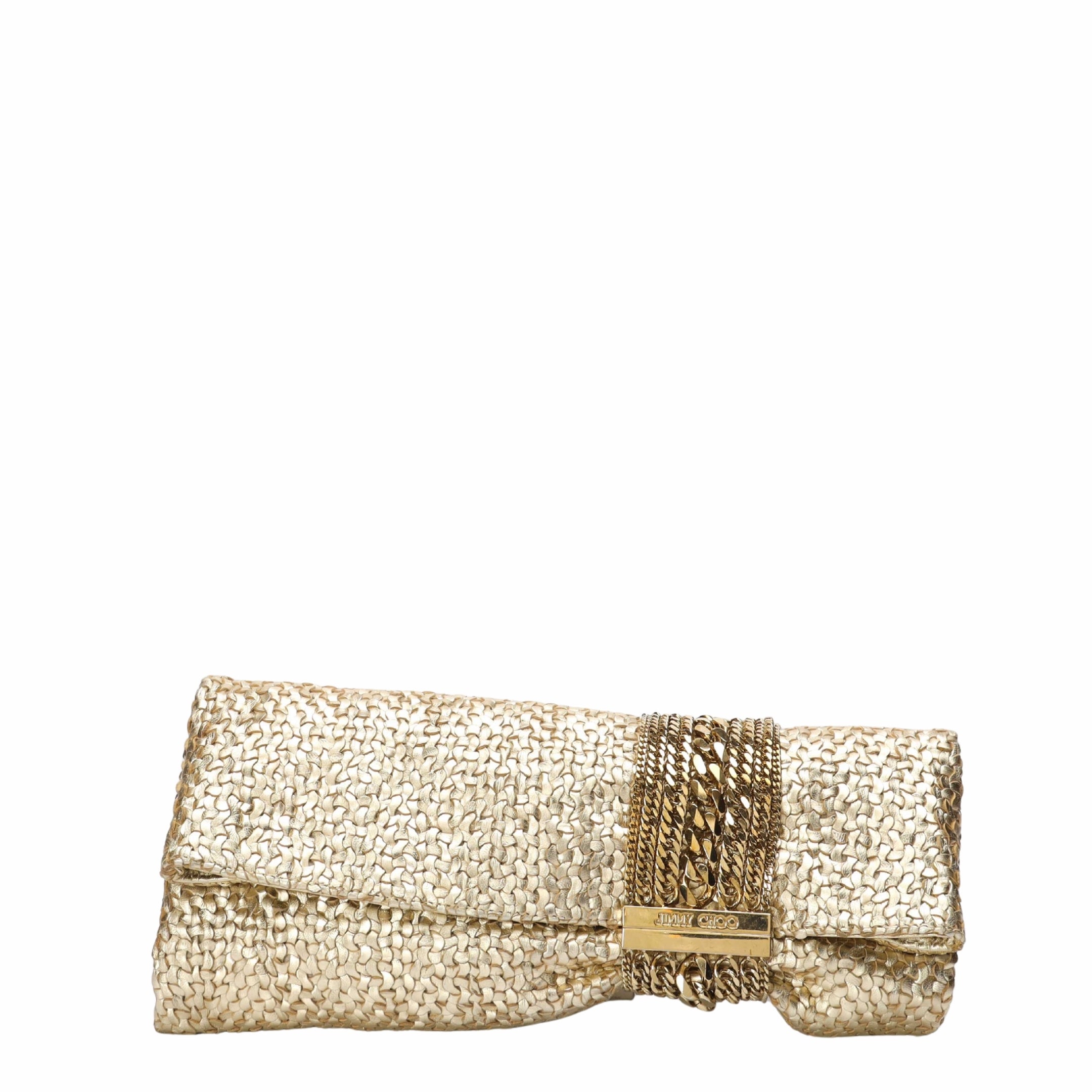 Jimmy Choo Gold Lurex Chandra Embellished Clutch