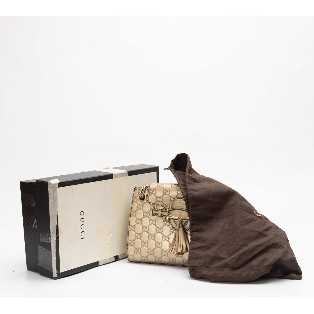 Gucci Gold Guccissima Emily Chain Shoulder Bag