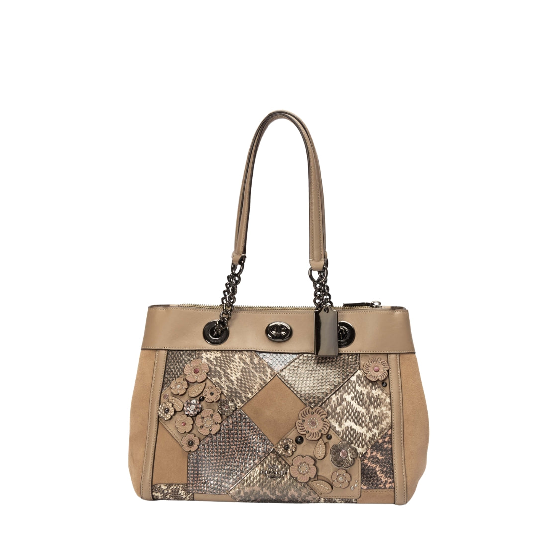 Coach Edie Floral Patchwork Shoulder Bag