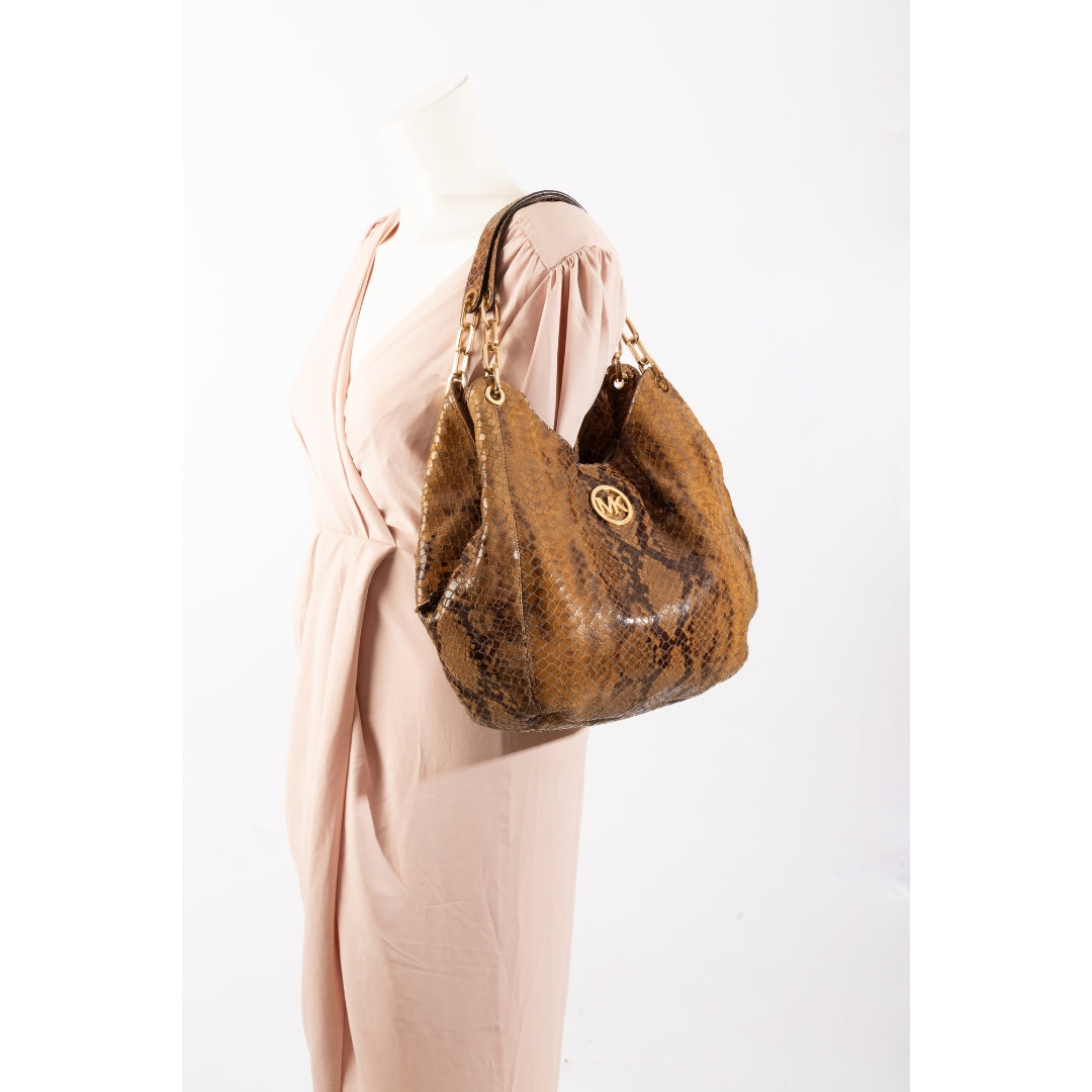 Michael Kors Lillie Snake Embossed Shoulder Bag