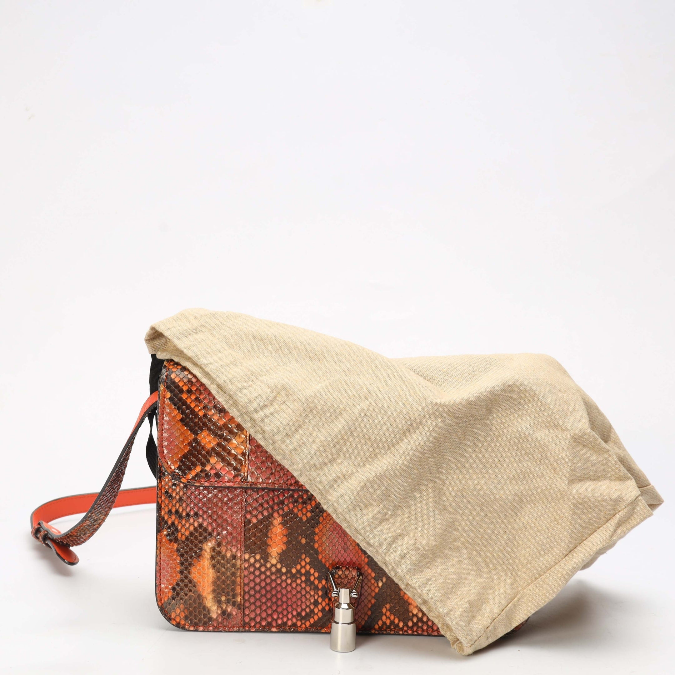 Gucci Orange Python Jackie Flap Shoulder Bag