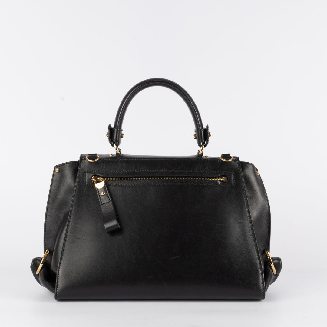 Salvatore Ferragamo Black Leather Top Handle Bag