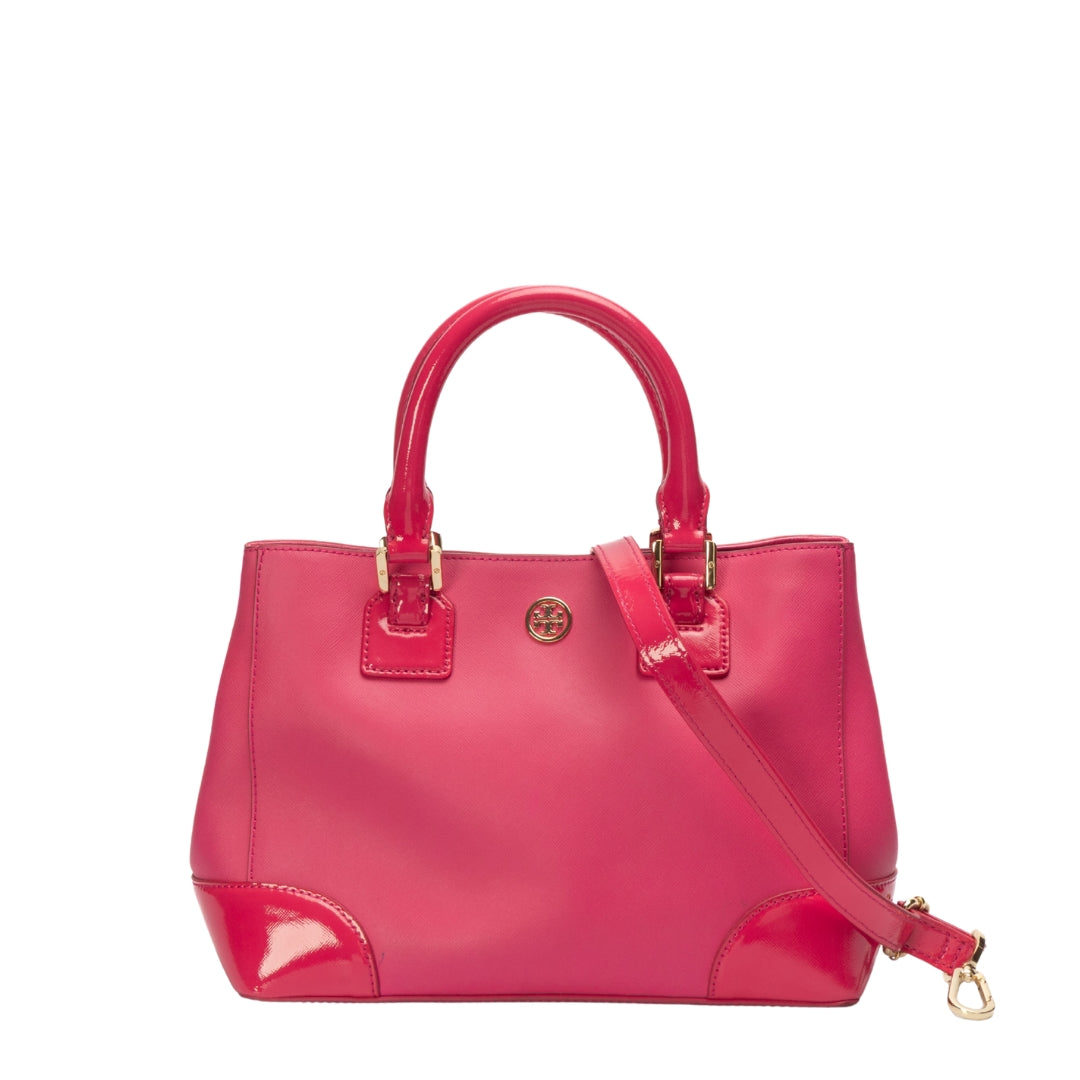 Tory Burch Pink Patent Leather Zip Tote