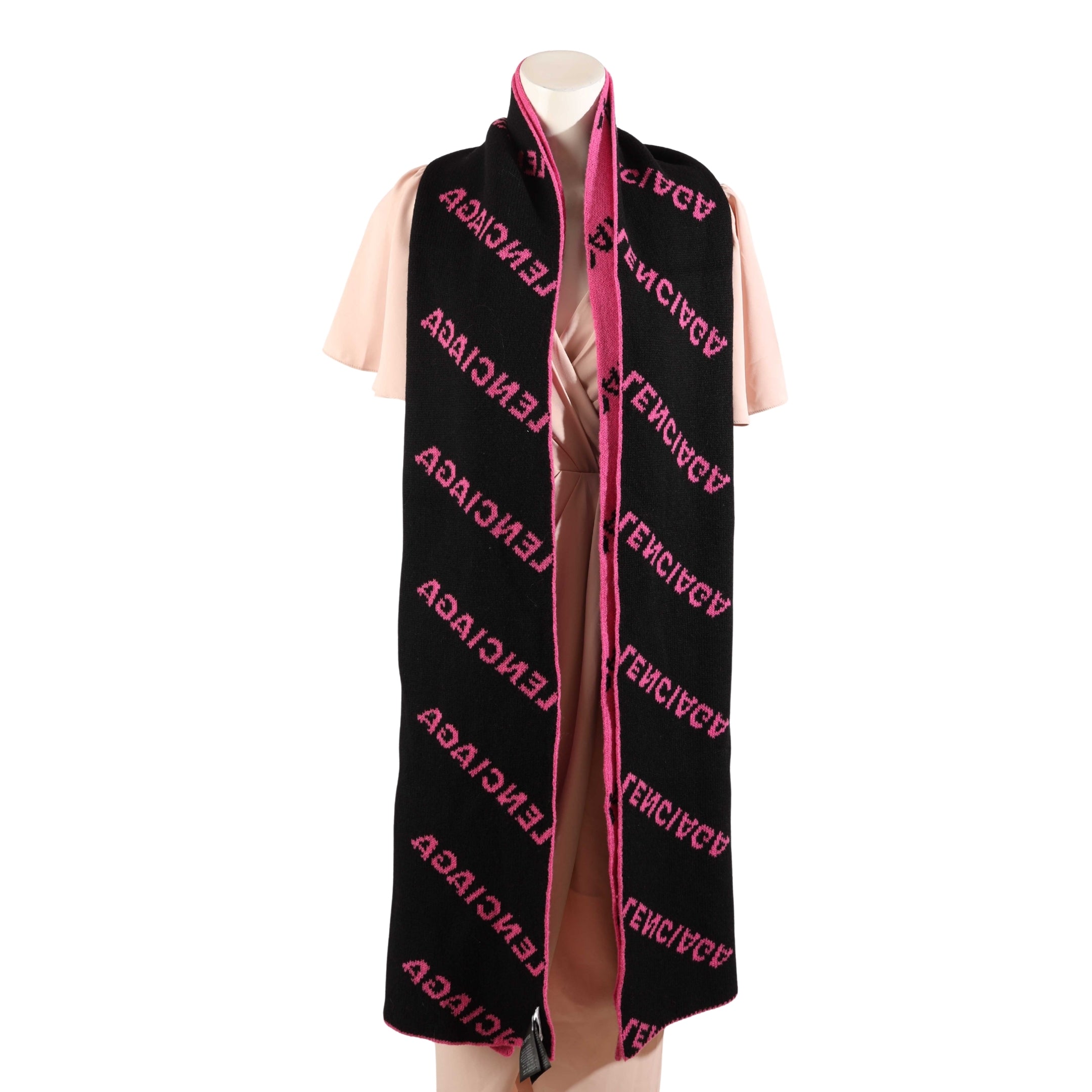 Balenciaga Allover Logo Knit Scarf