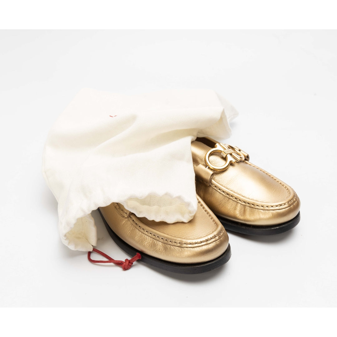 Salvatore Ferragamo Gold Gancio Loafers