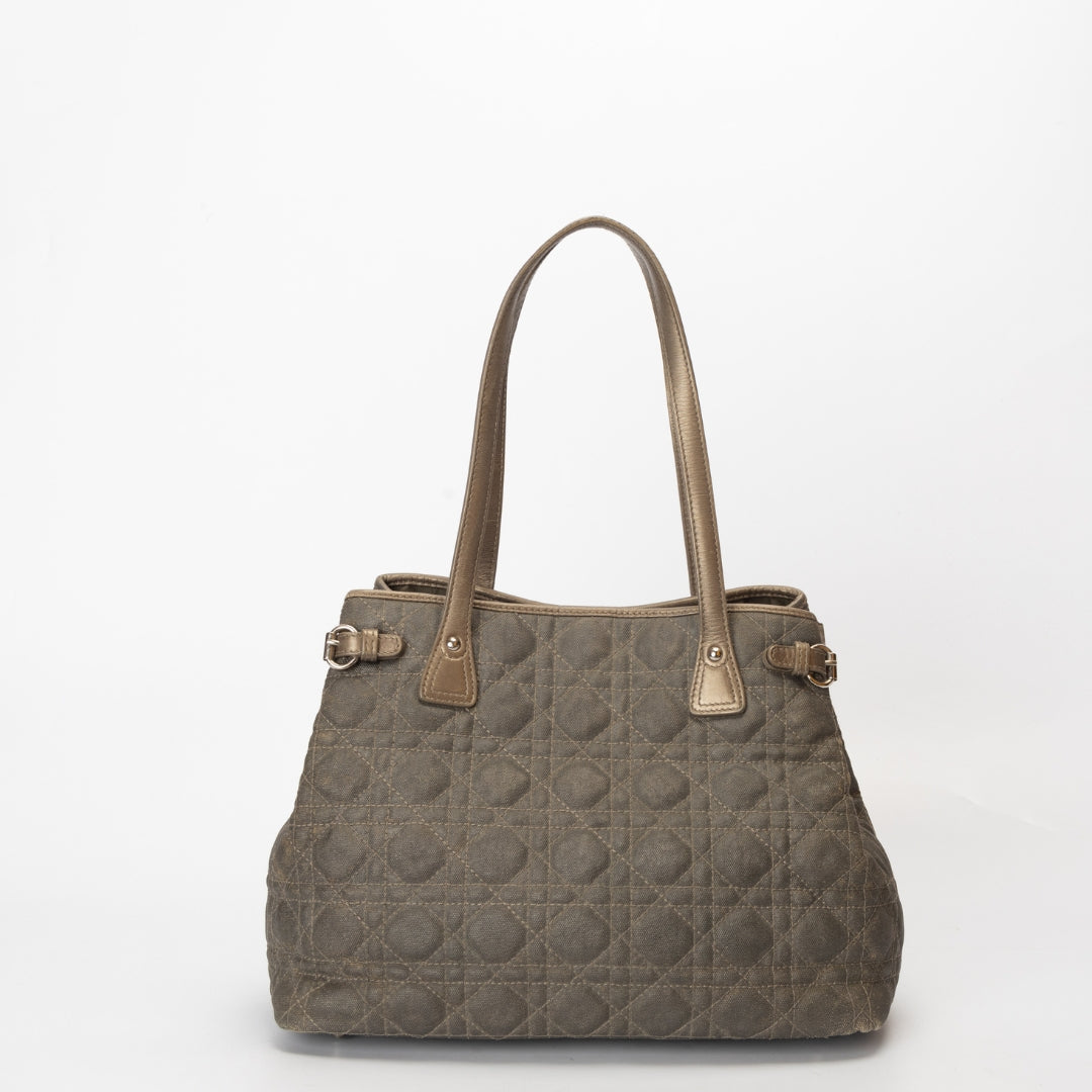 Dior Metallic Cannage Coated Canvas and Leather Small Panarea Tote