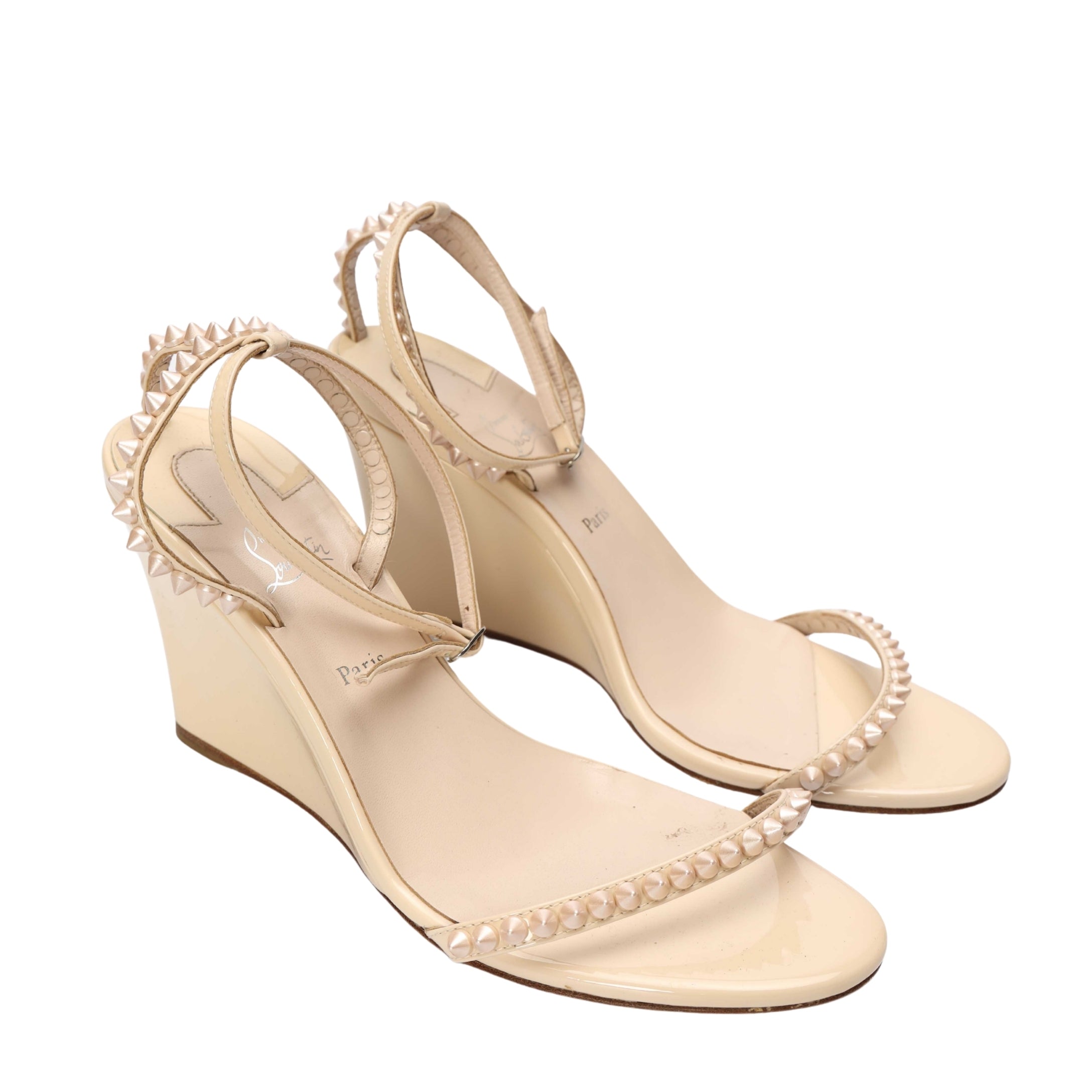 Christian Louboutin Cream Ankle Strap Sandals