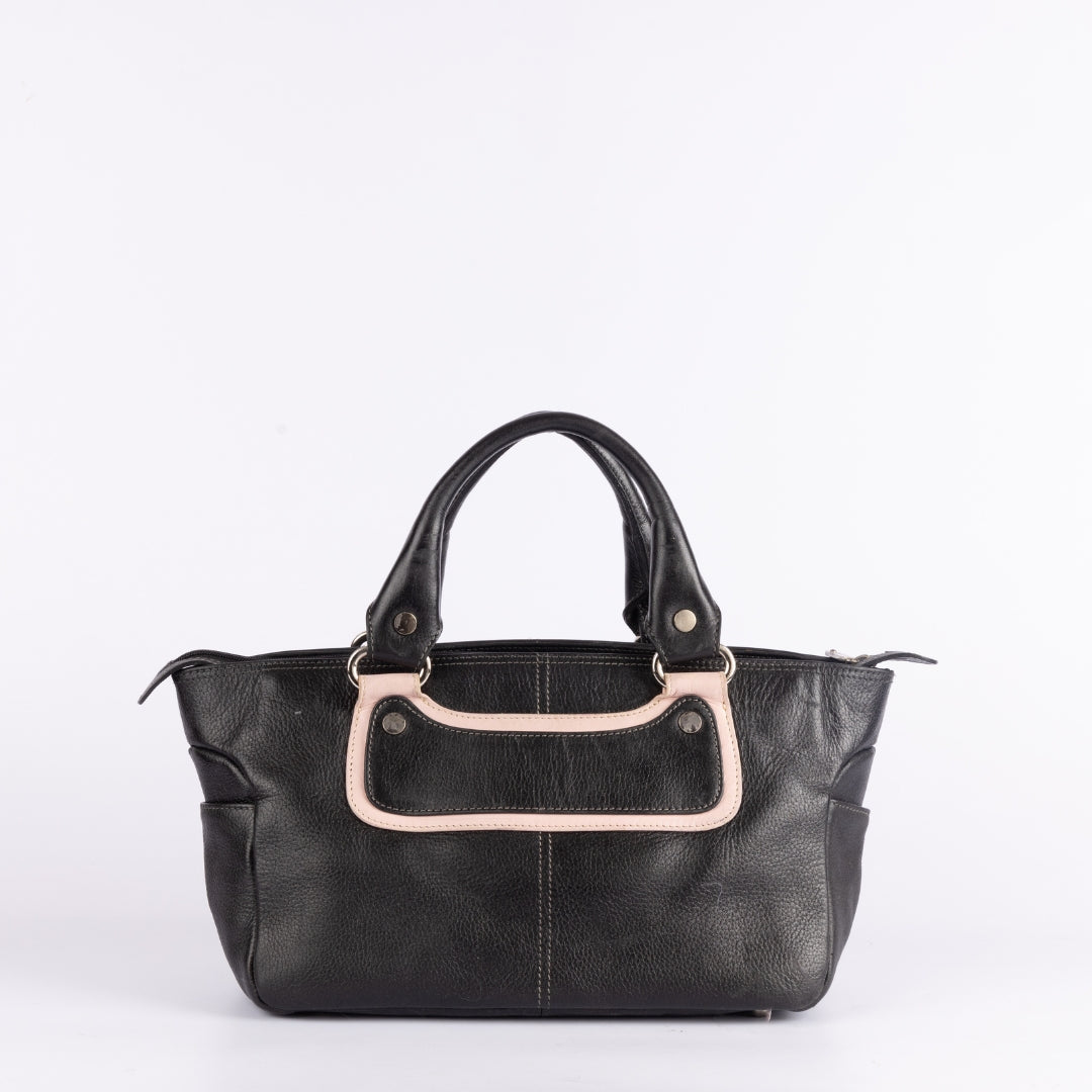 Celine Black Leather Boogie Satchel