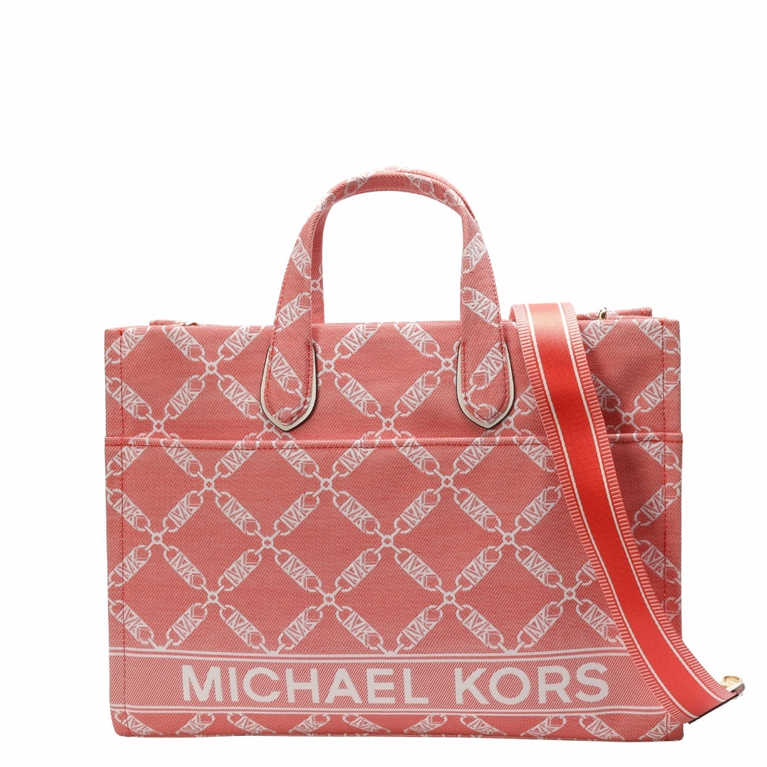 Michael Kors Pink Gigi Large Empire Logo Jacquard Tote