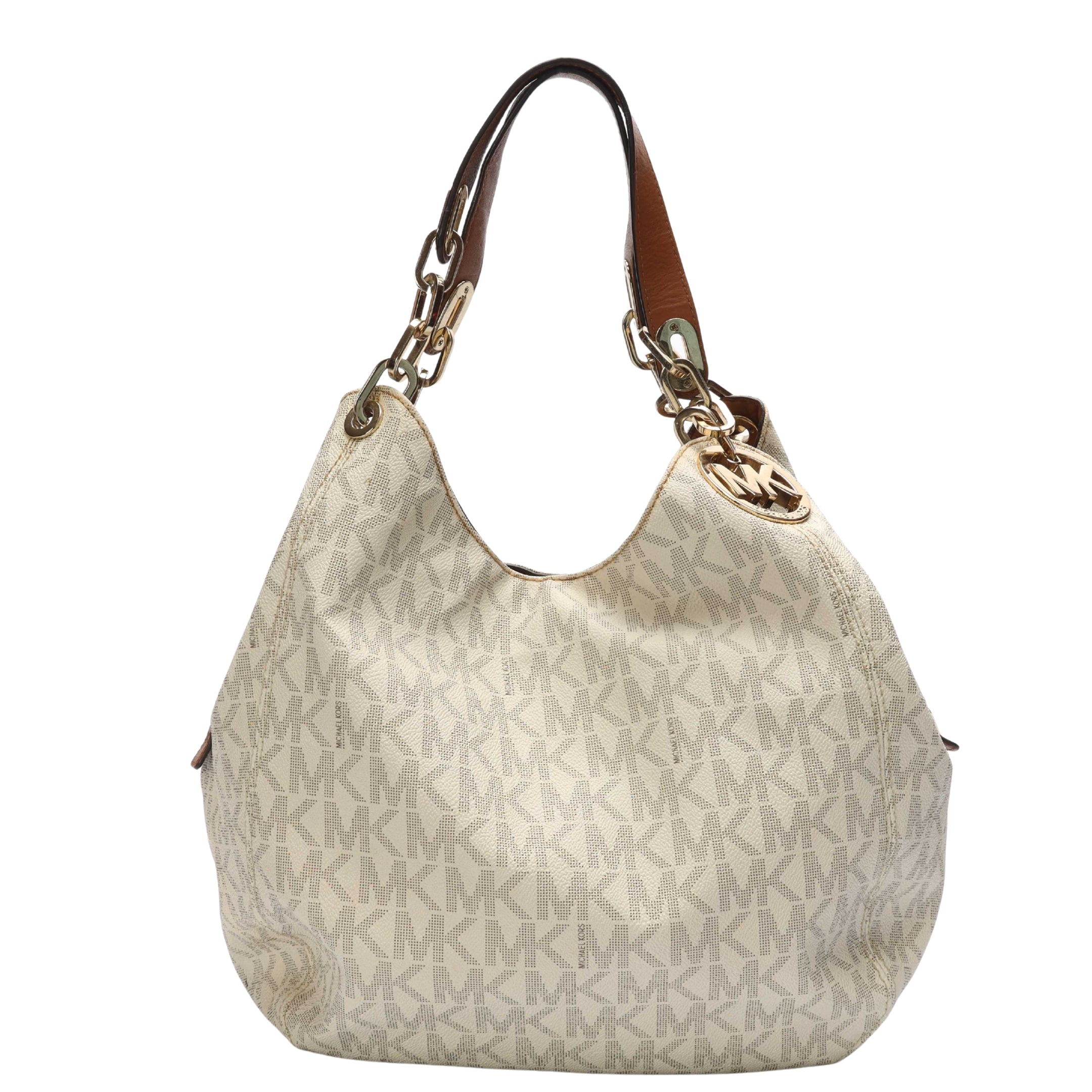 Michael Kors Vanilla Logo Fulton Hobo Bag