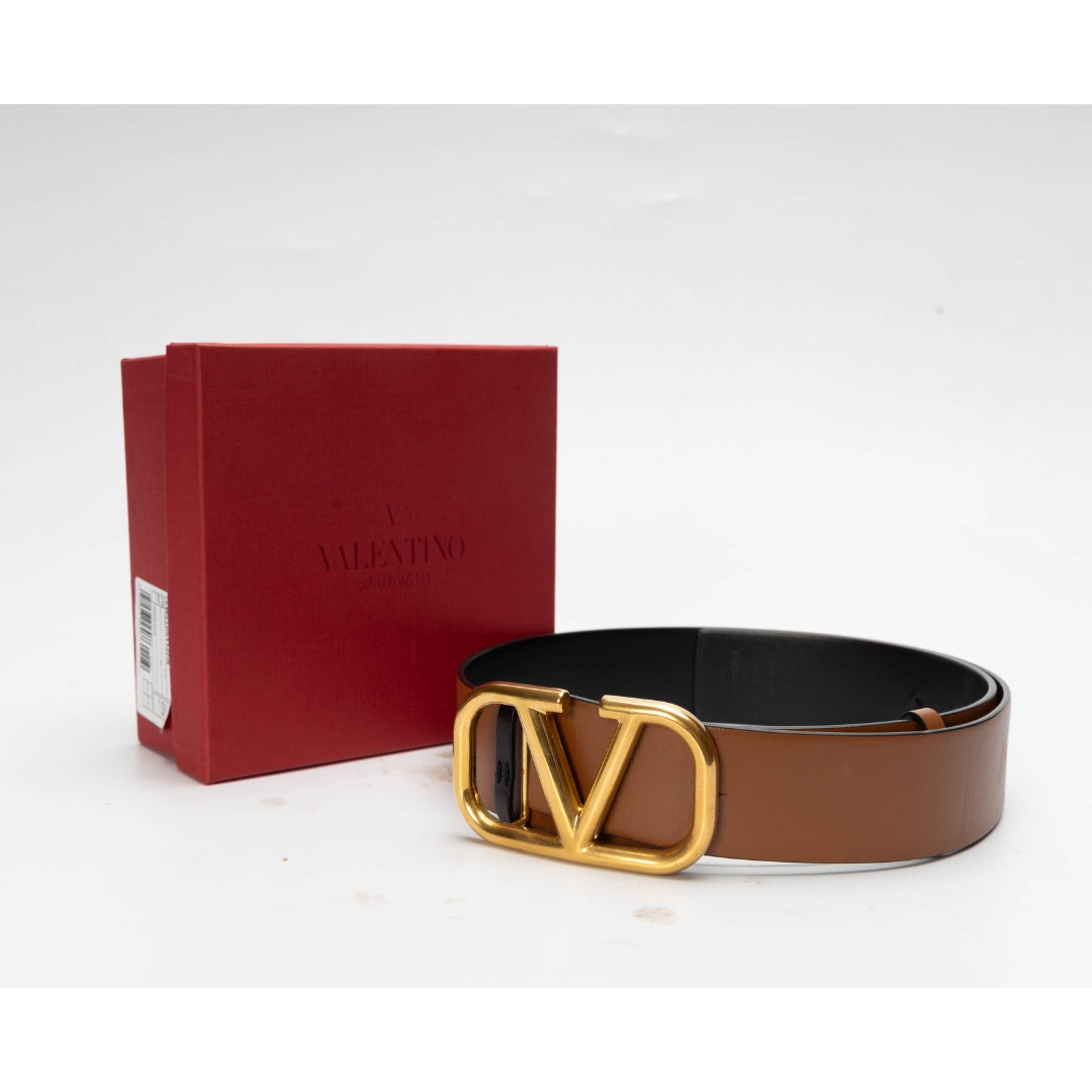 Valentino Black & Brown Leather Reversible Belt