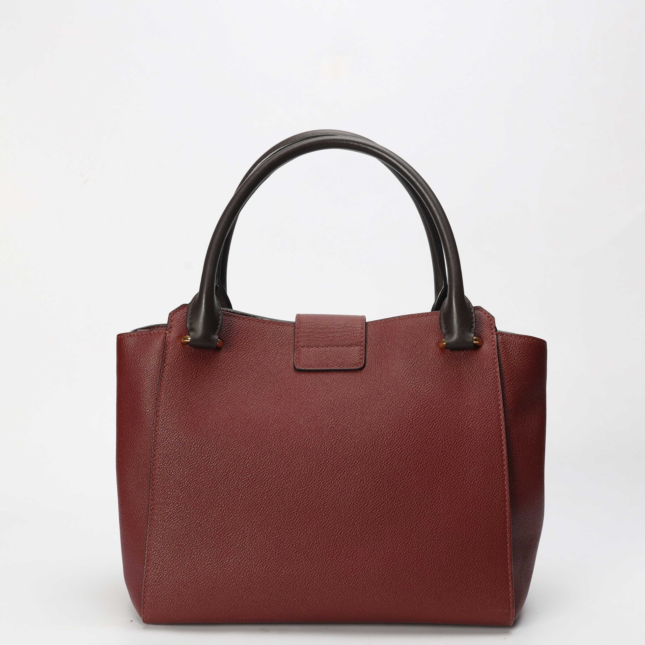 Burberry Burgundy Grainy Small Buckle Tote