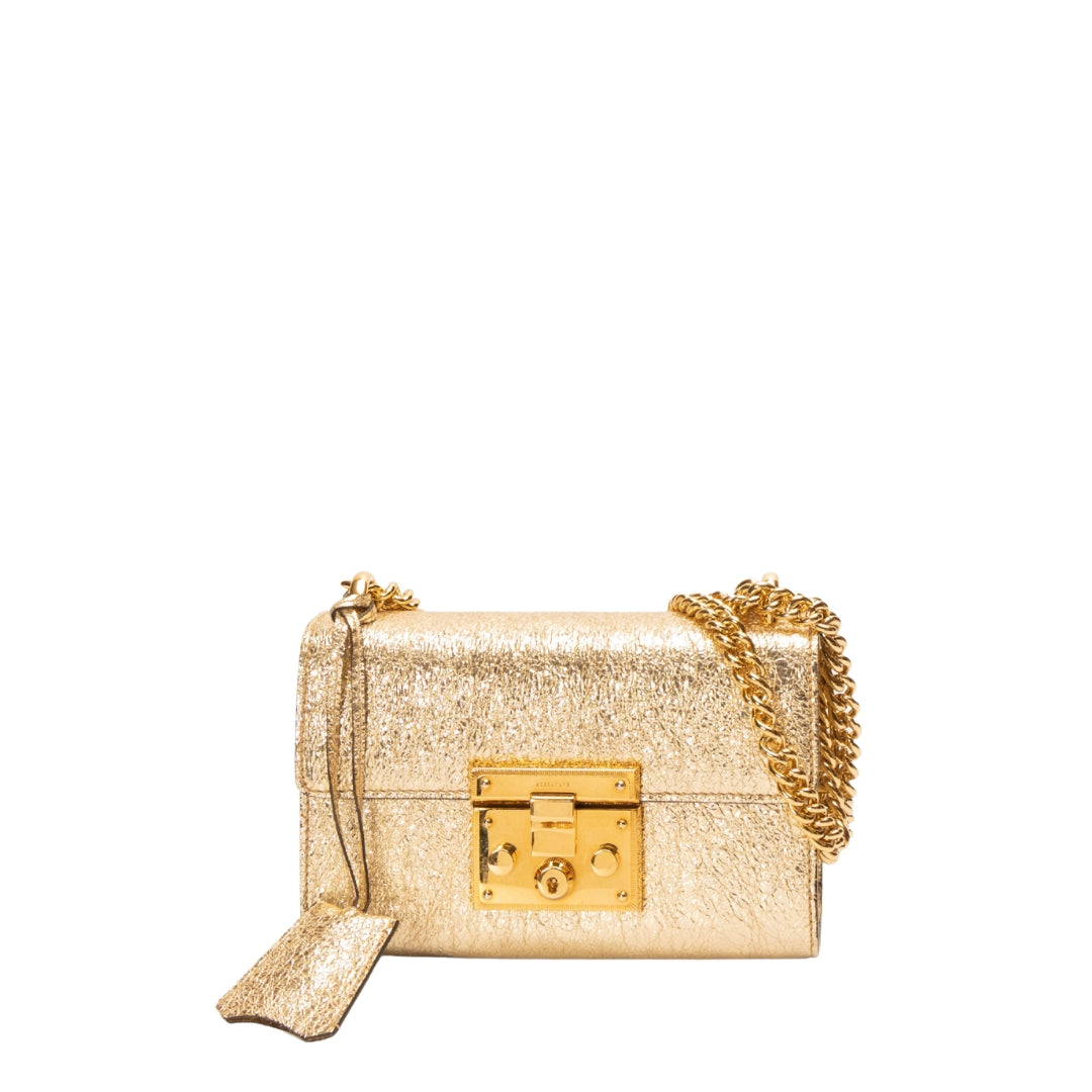 Gucci Gold Metallic Padlock Shoulder Bag