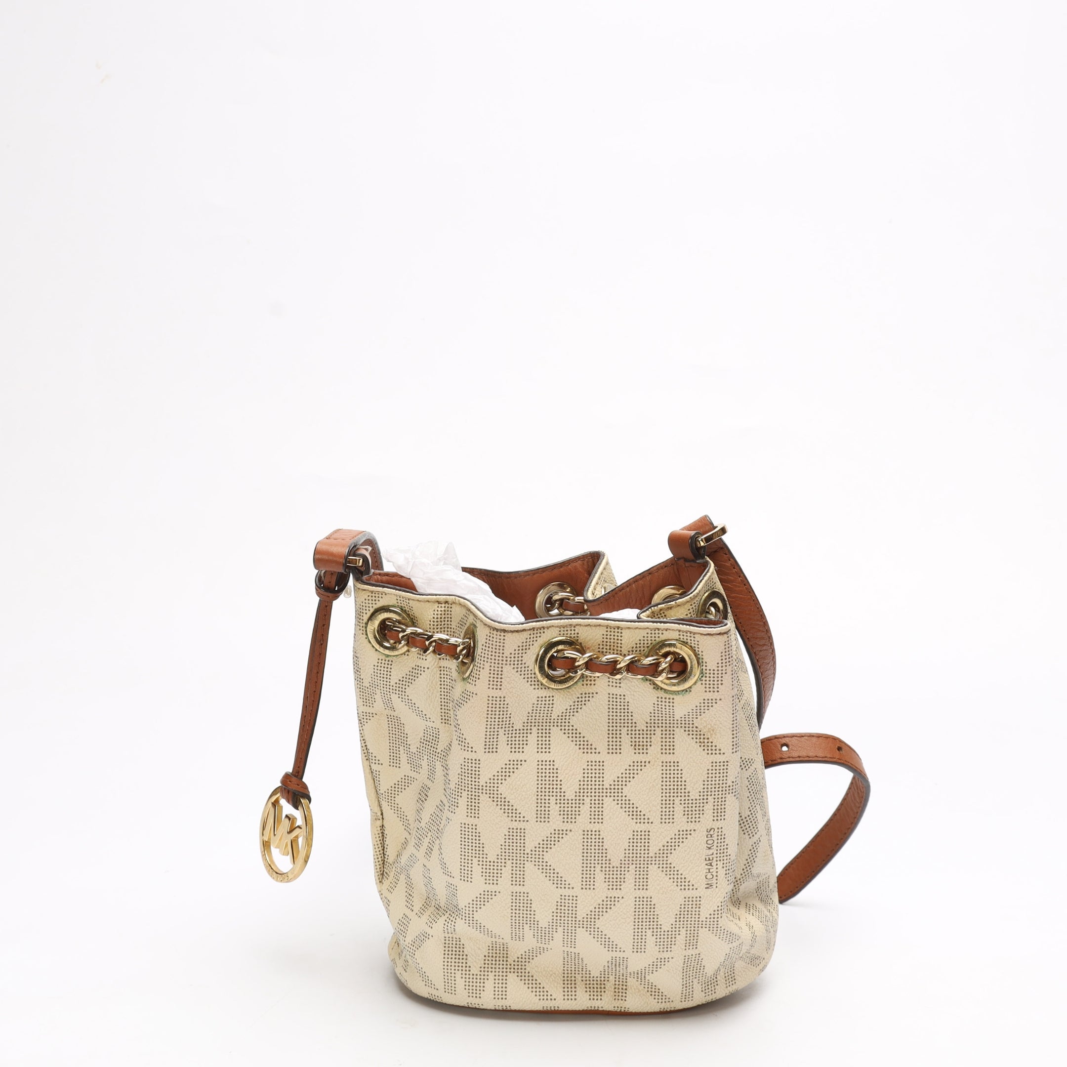 Michael Kors Vanilla Logo Bucket Crossbody Bag
