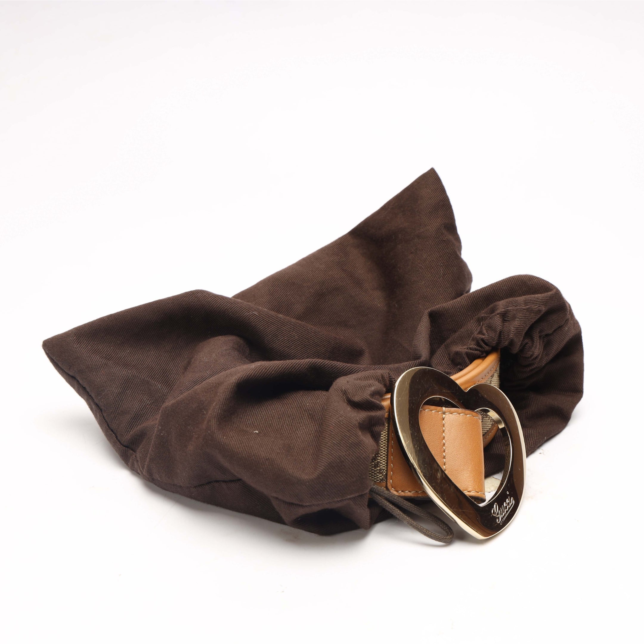 Gucci Heart Buckle GG Leather Belt