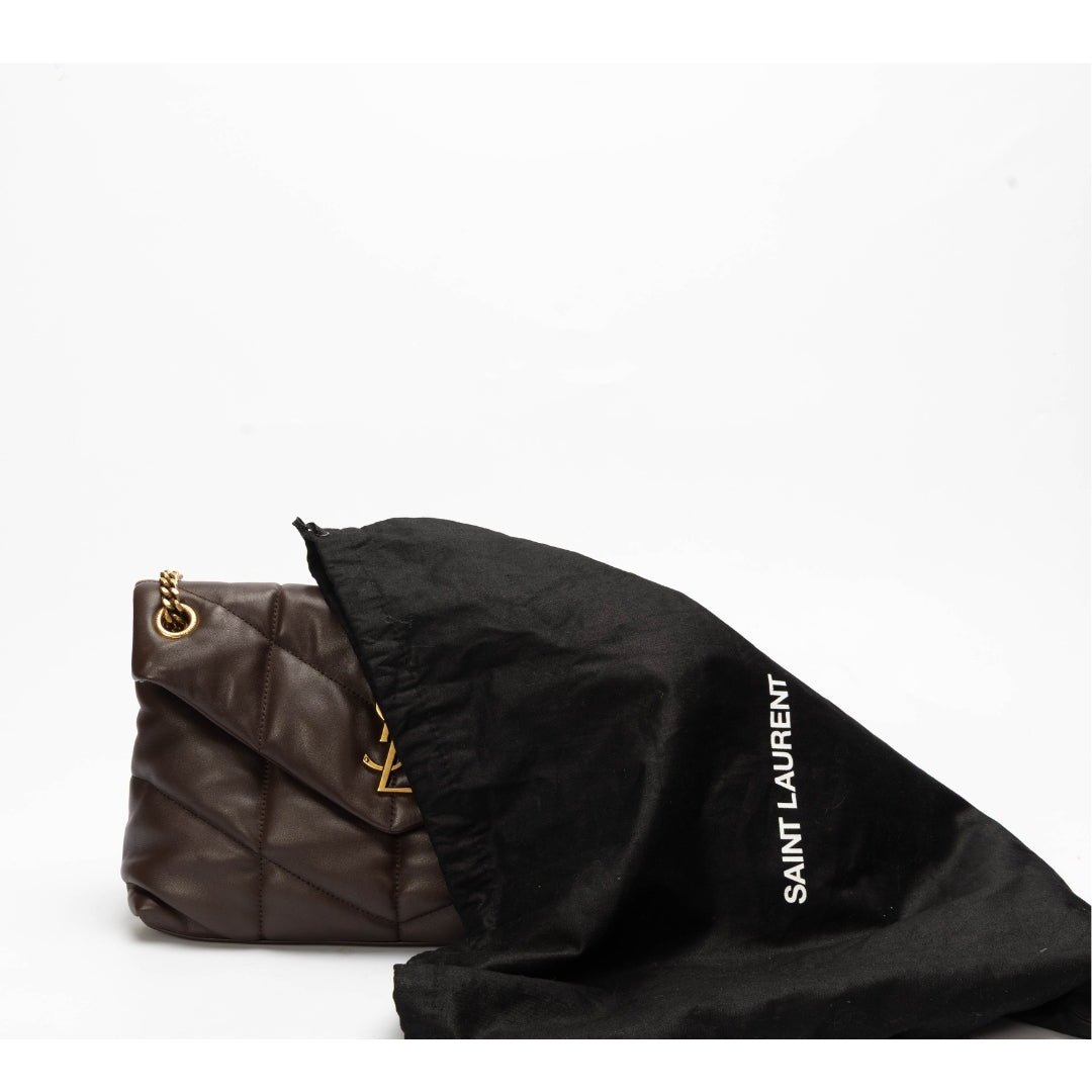 Saint Laurent Brown Loulou Puffer Shoulder Bag