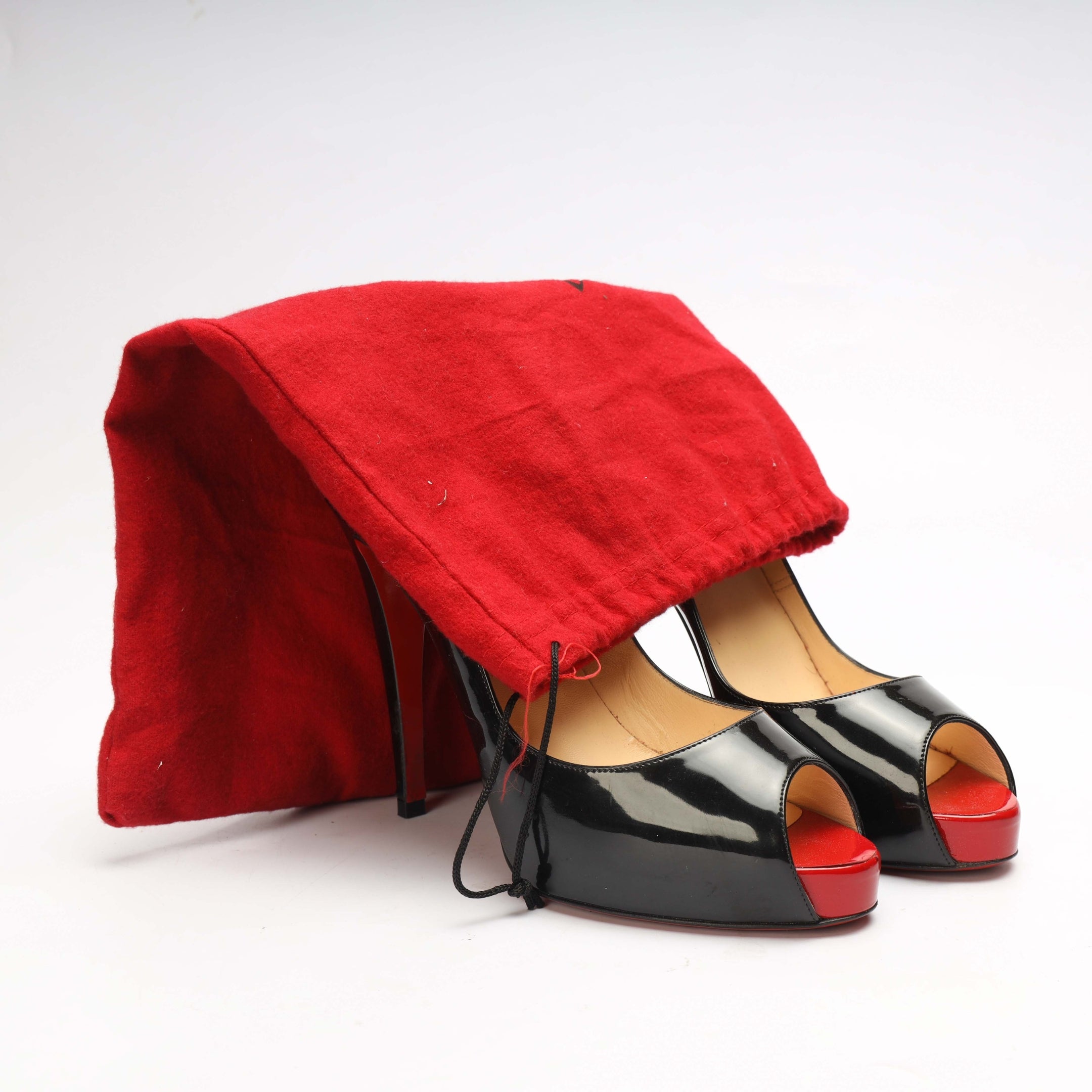 Christian Louboutin Black Red Peep Toe Pumps