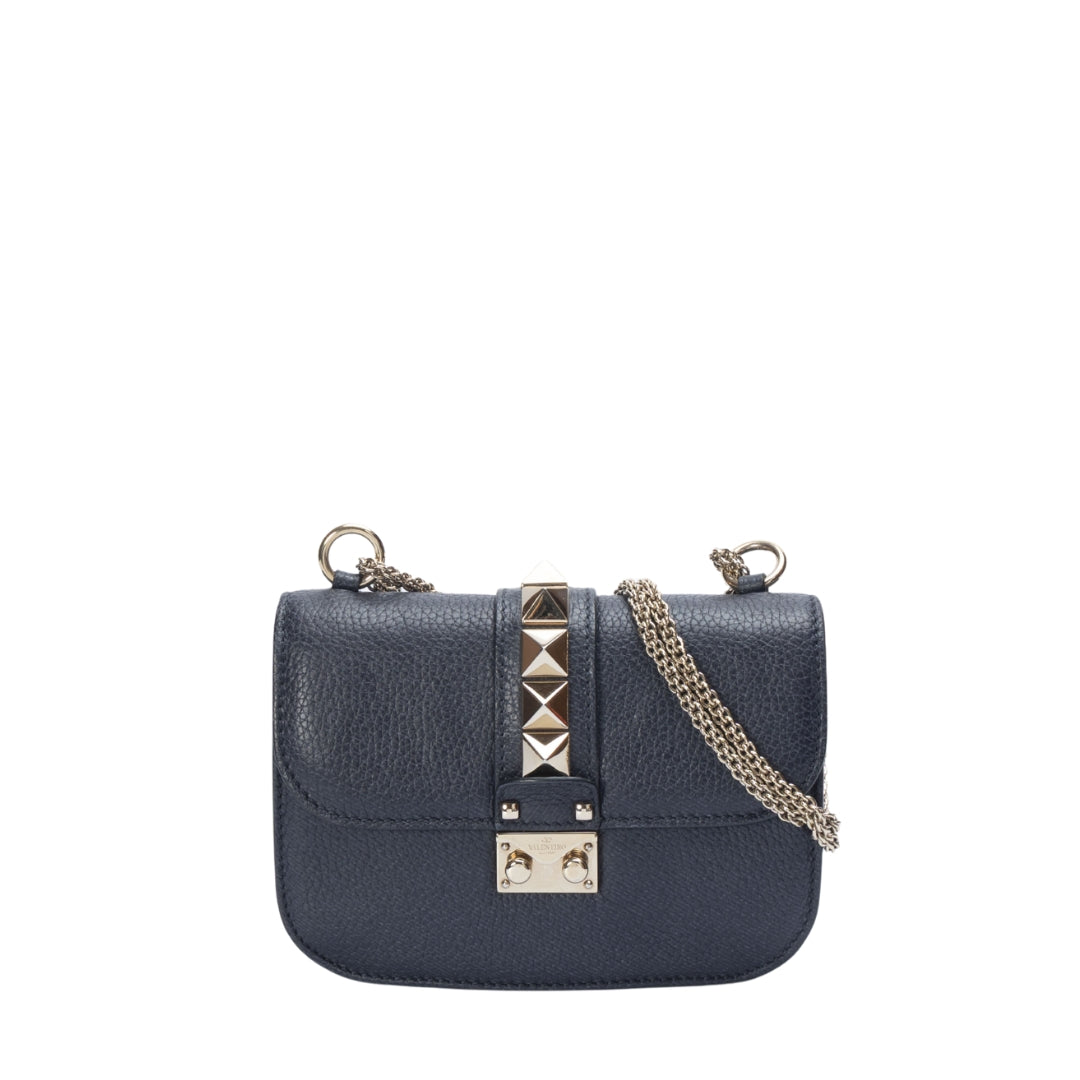 Valentino Blue Glam Lock Flap Shoulder Bag