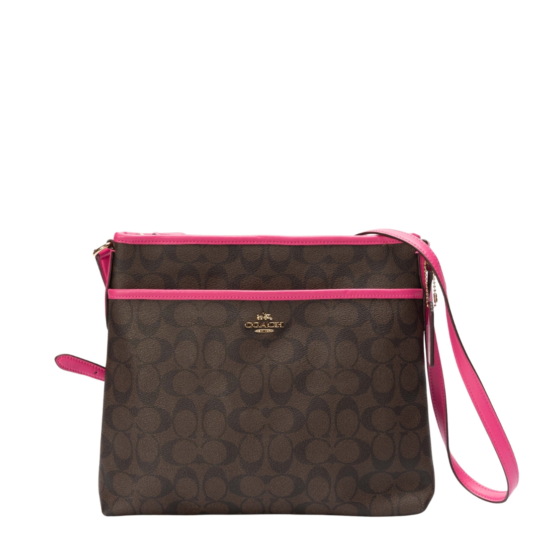 Coach Brown/Pink File Crossbody Bag